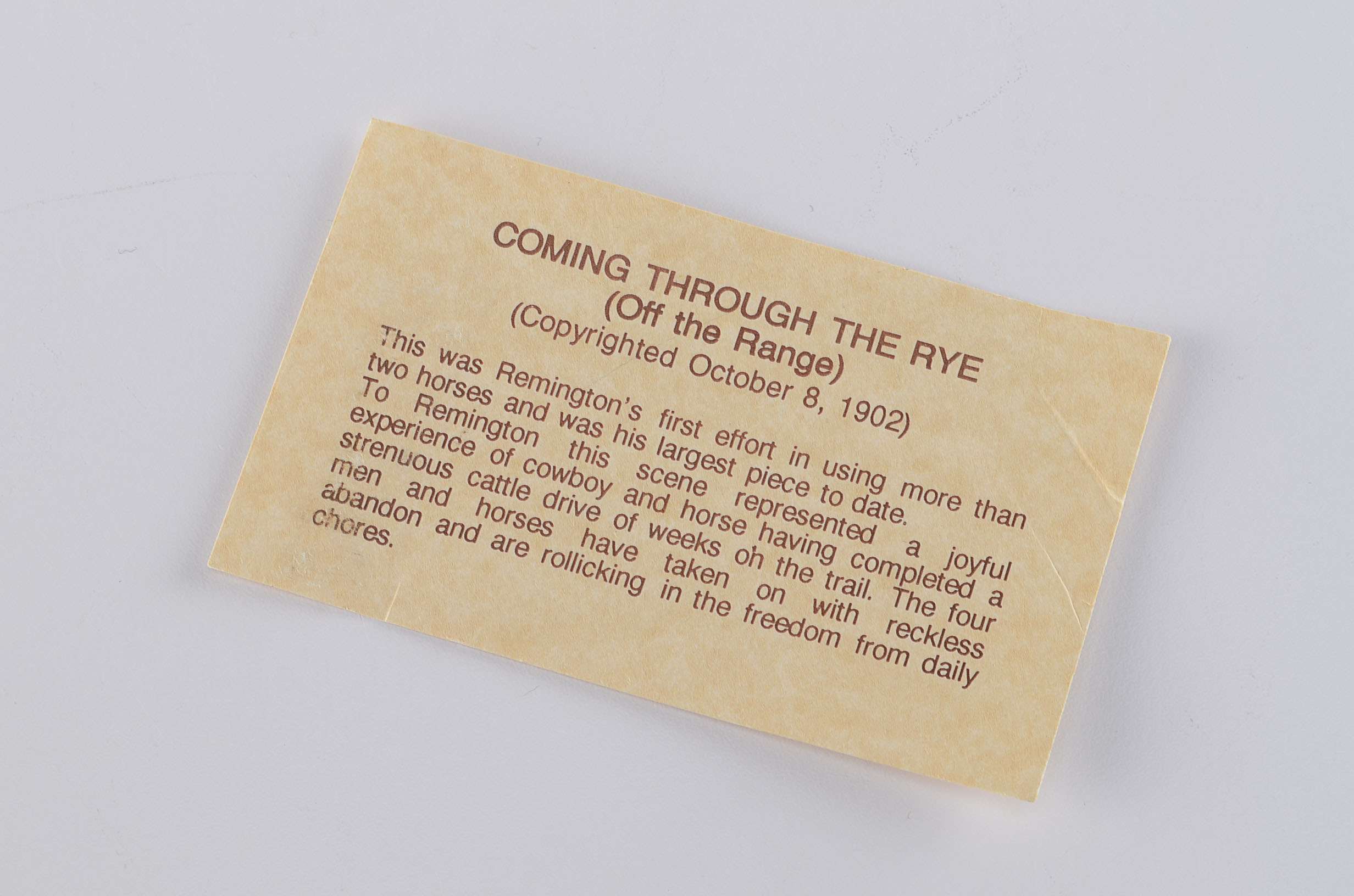 Bronze Sculpture Reproduction of Frederic Remington's "Coming Through the Rye"