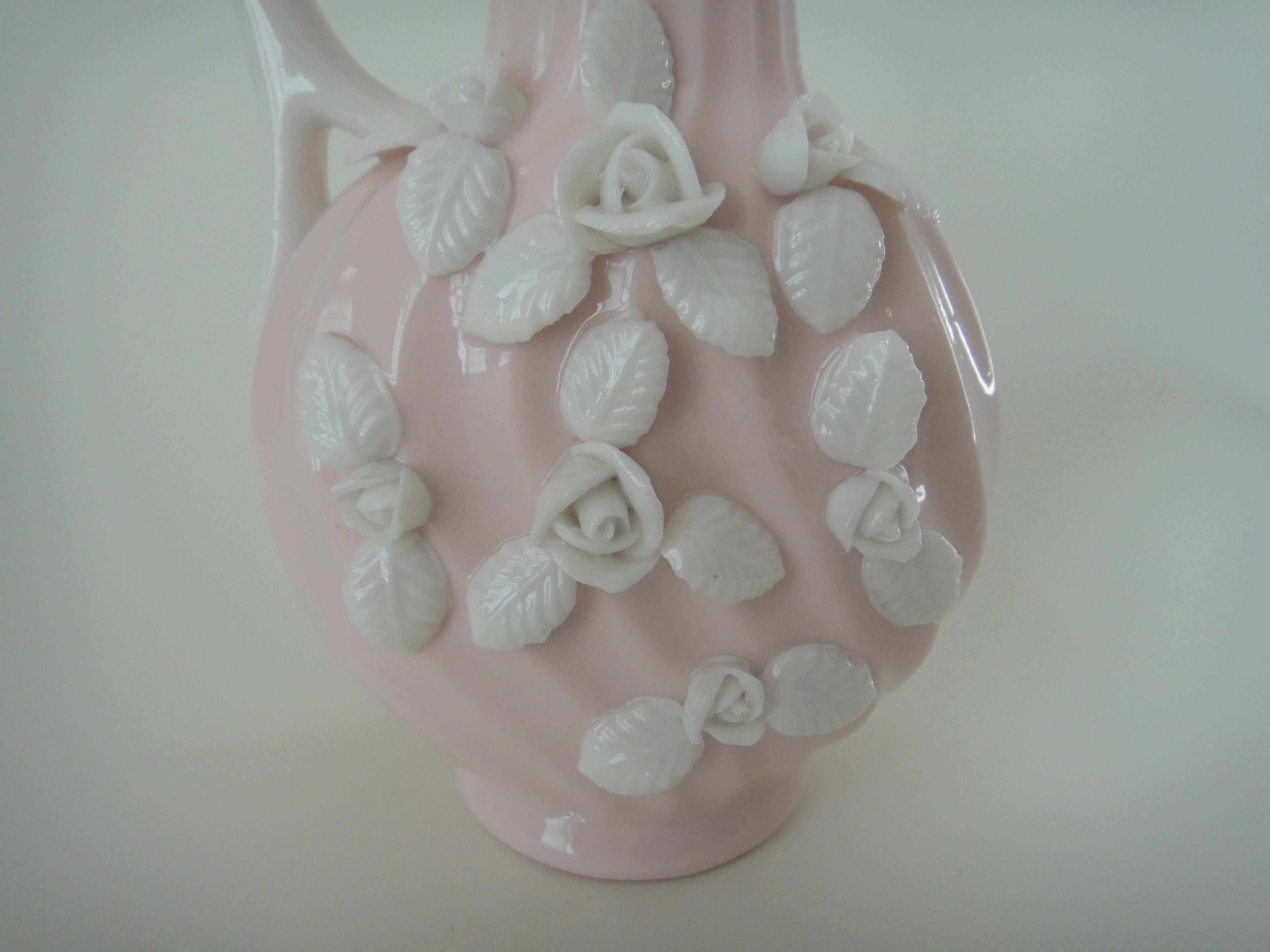 Vintage Pink & White Pitcher Vase