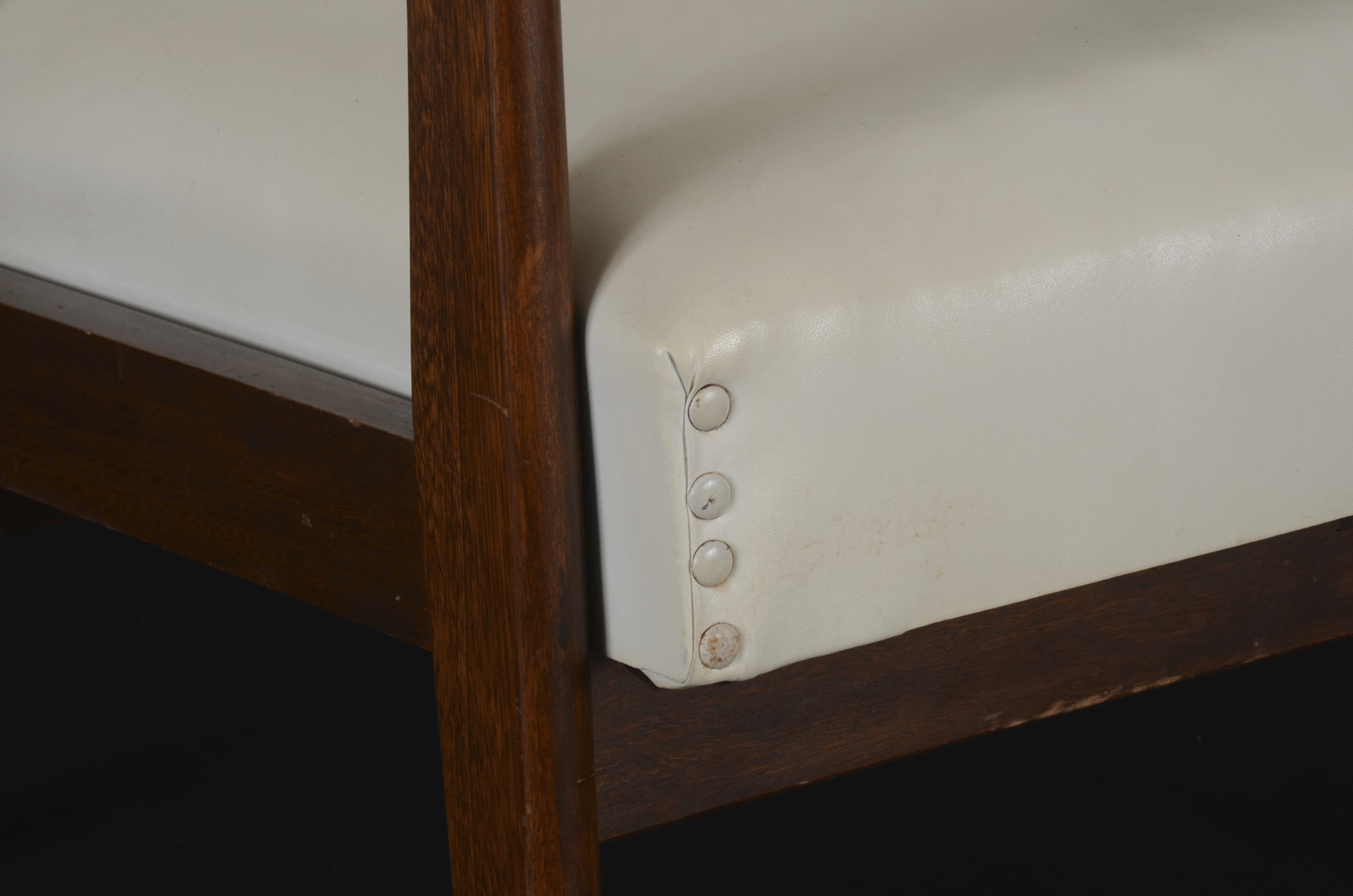 Mid Century Modern White Naugahyde Arm Chair