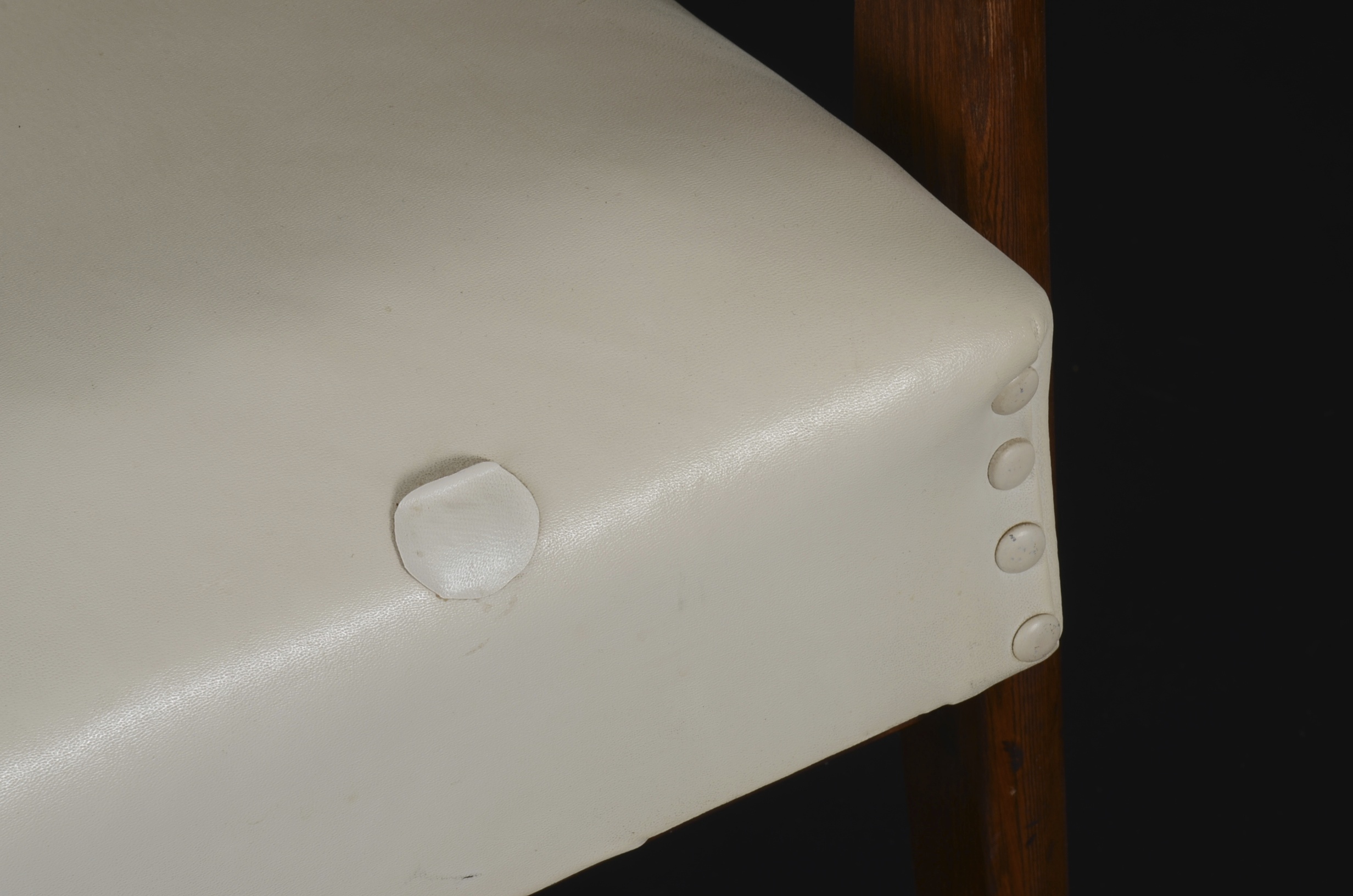 Mid Century Modern White Naugahyde Arm Chair