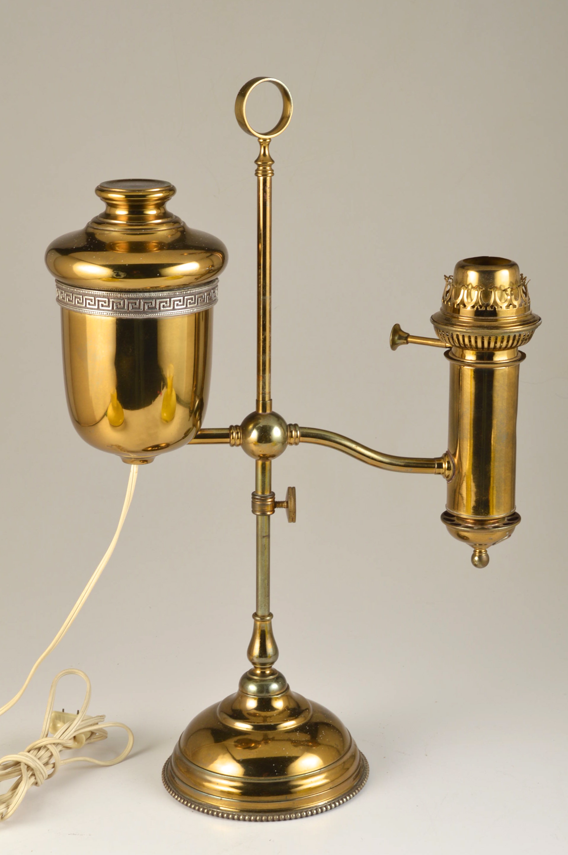 A Vintage Brass Oil Student Lamp Converted to Electric