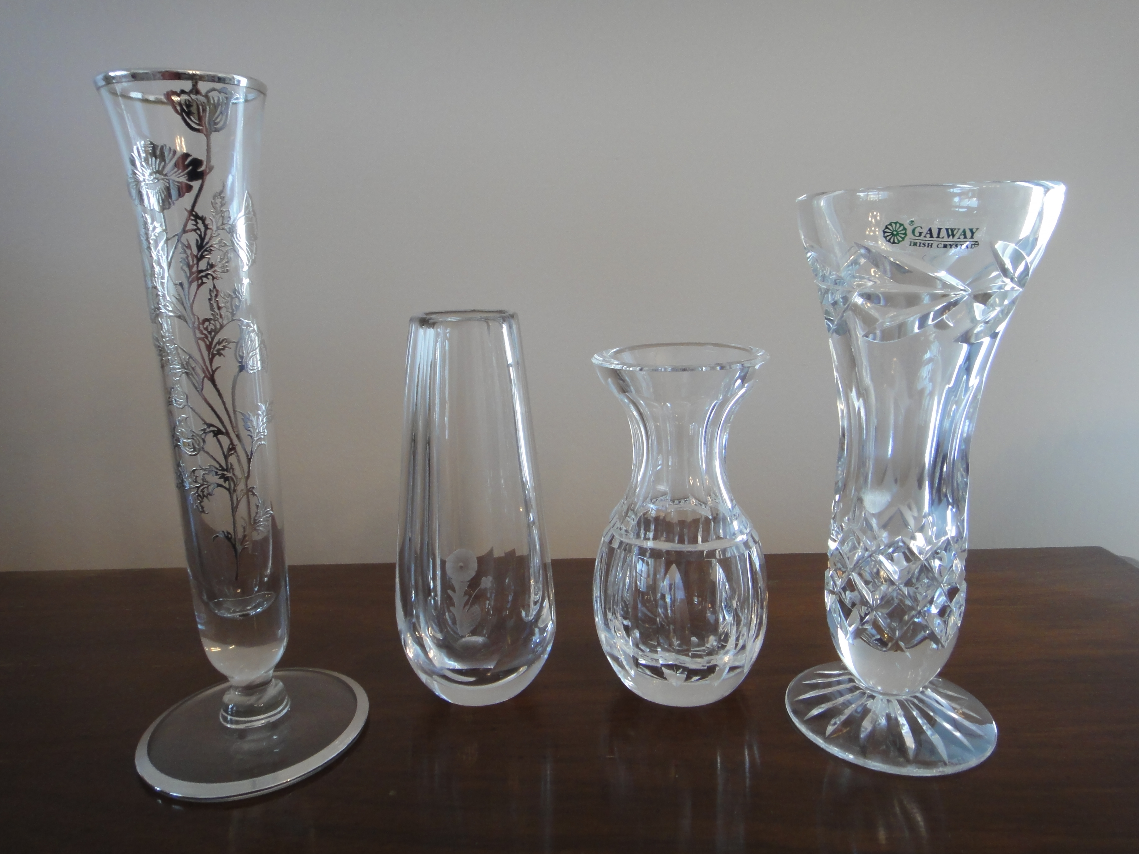 Group of Four Vintage Crystal Bud Vases