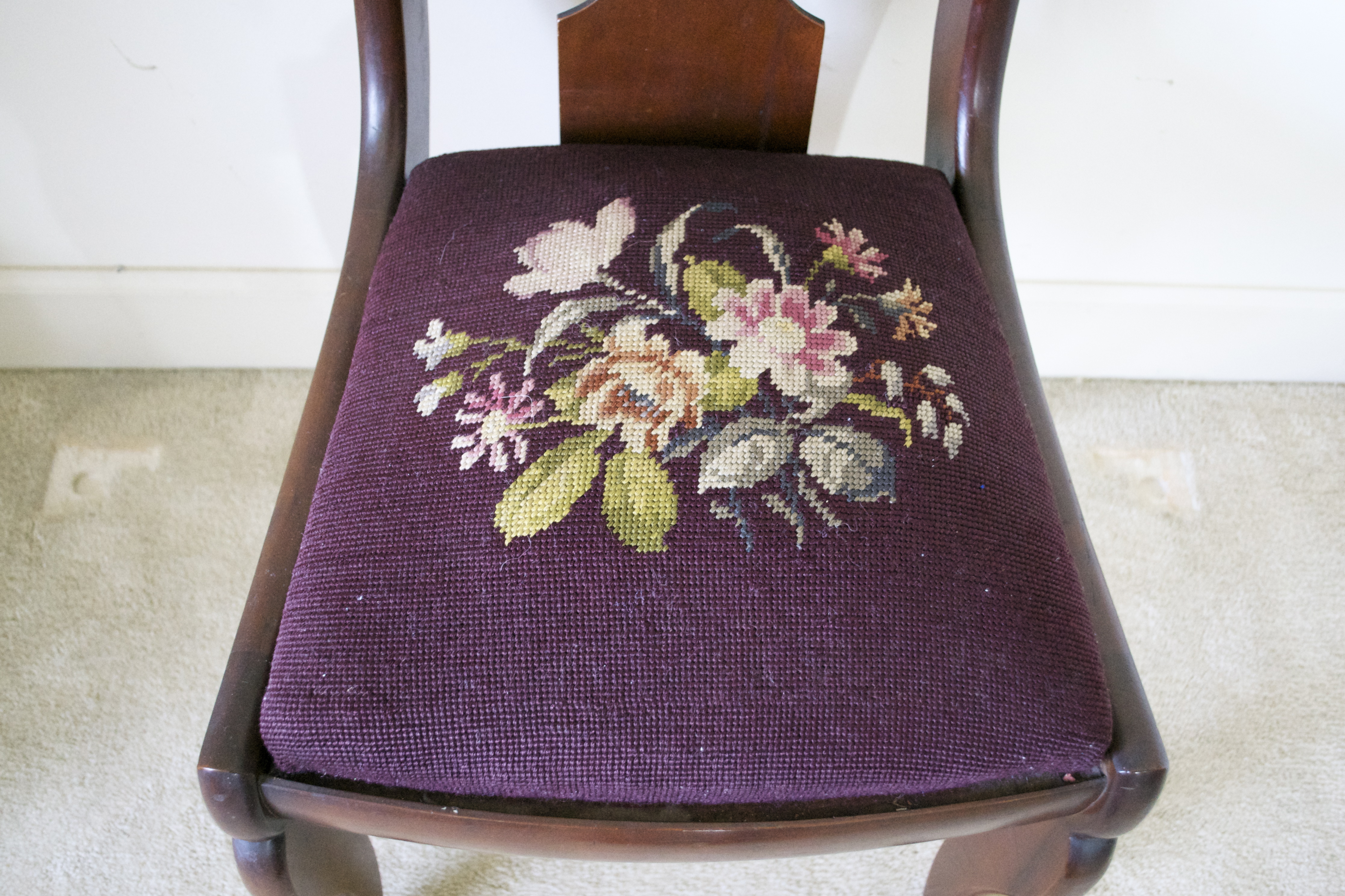 Fiddleback Saber Leg Dining Chairs 