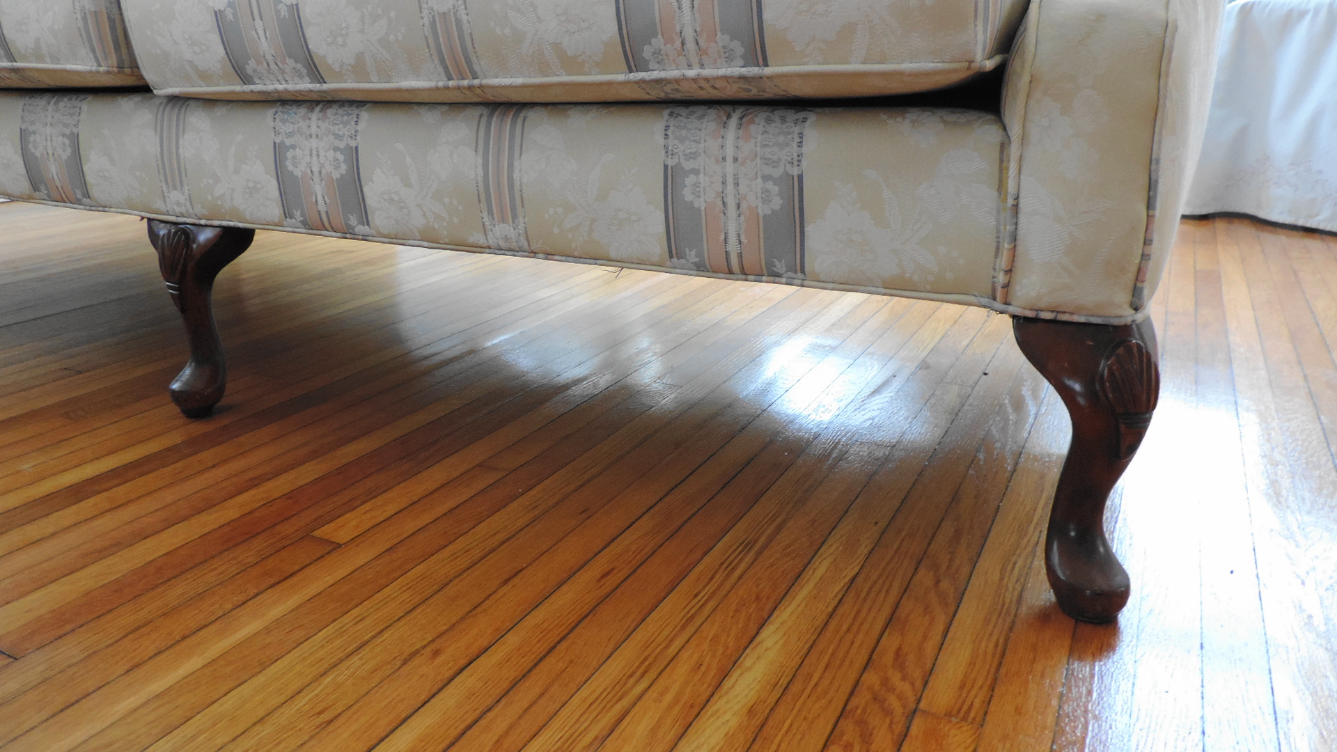 Camel Back Sofa with Rolled Arms