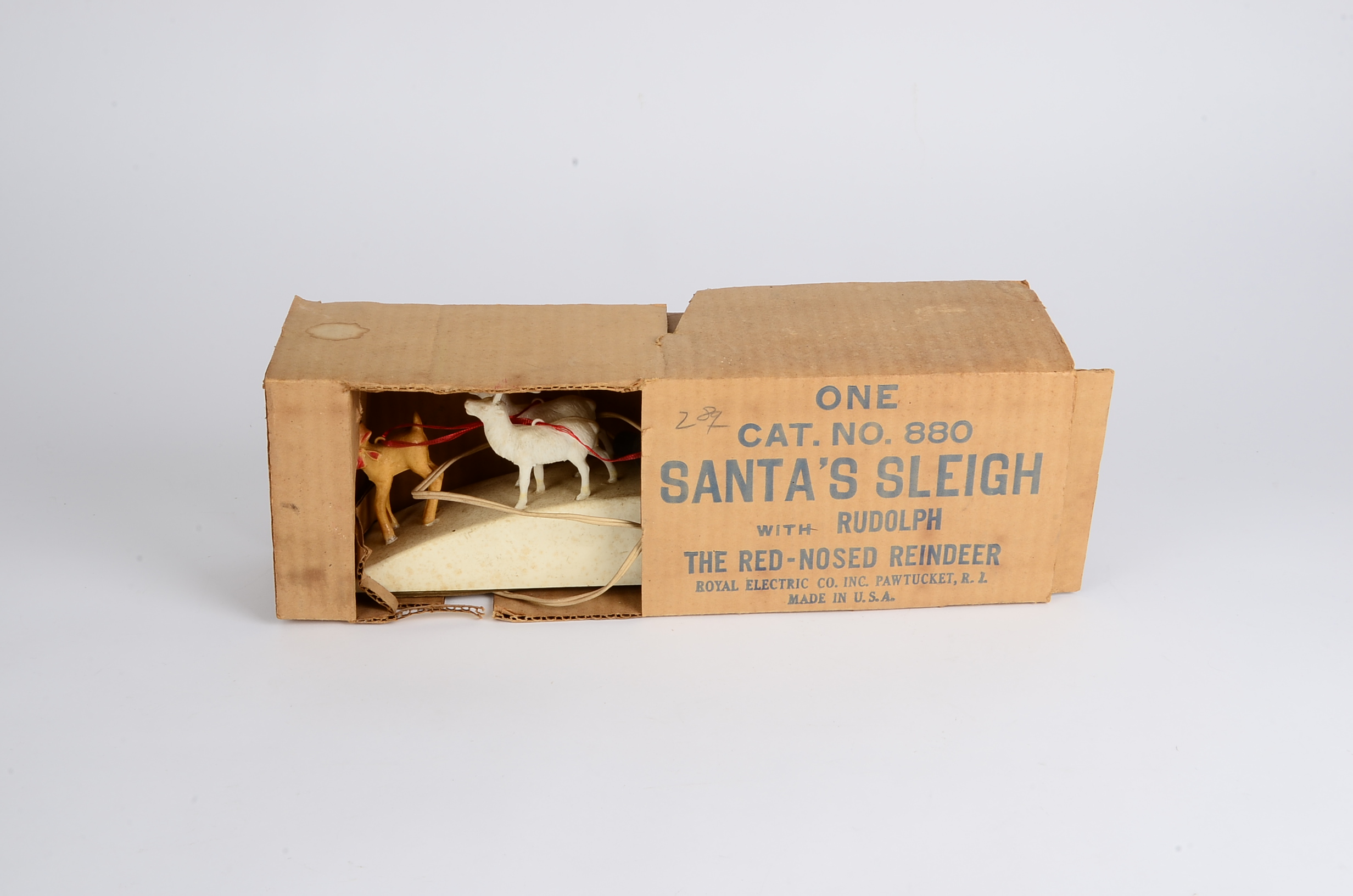 Vintage 1950's Royal Electric Santa's Light Up Sleigh Decoration 