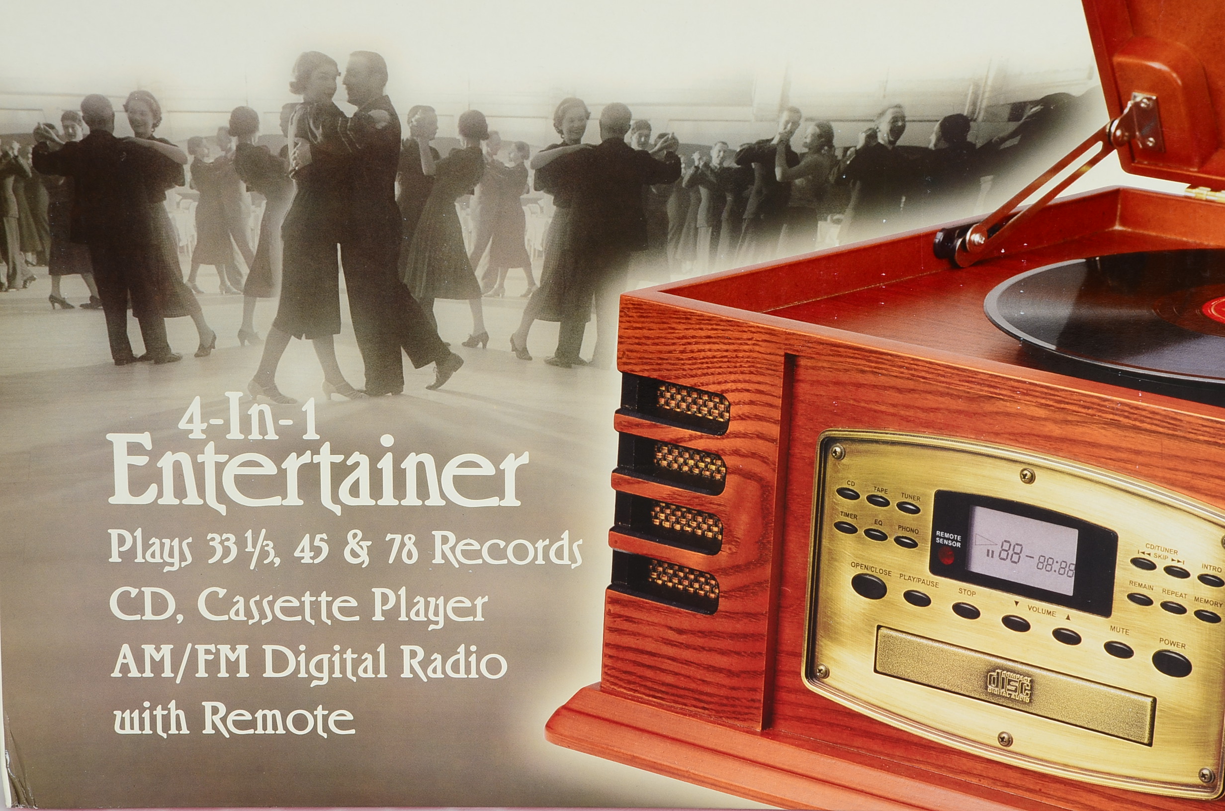 Reproduction Crosley 4 In 1 Entertainer Record Player, Stereo