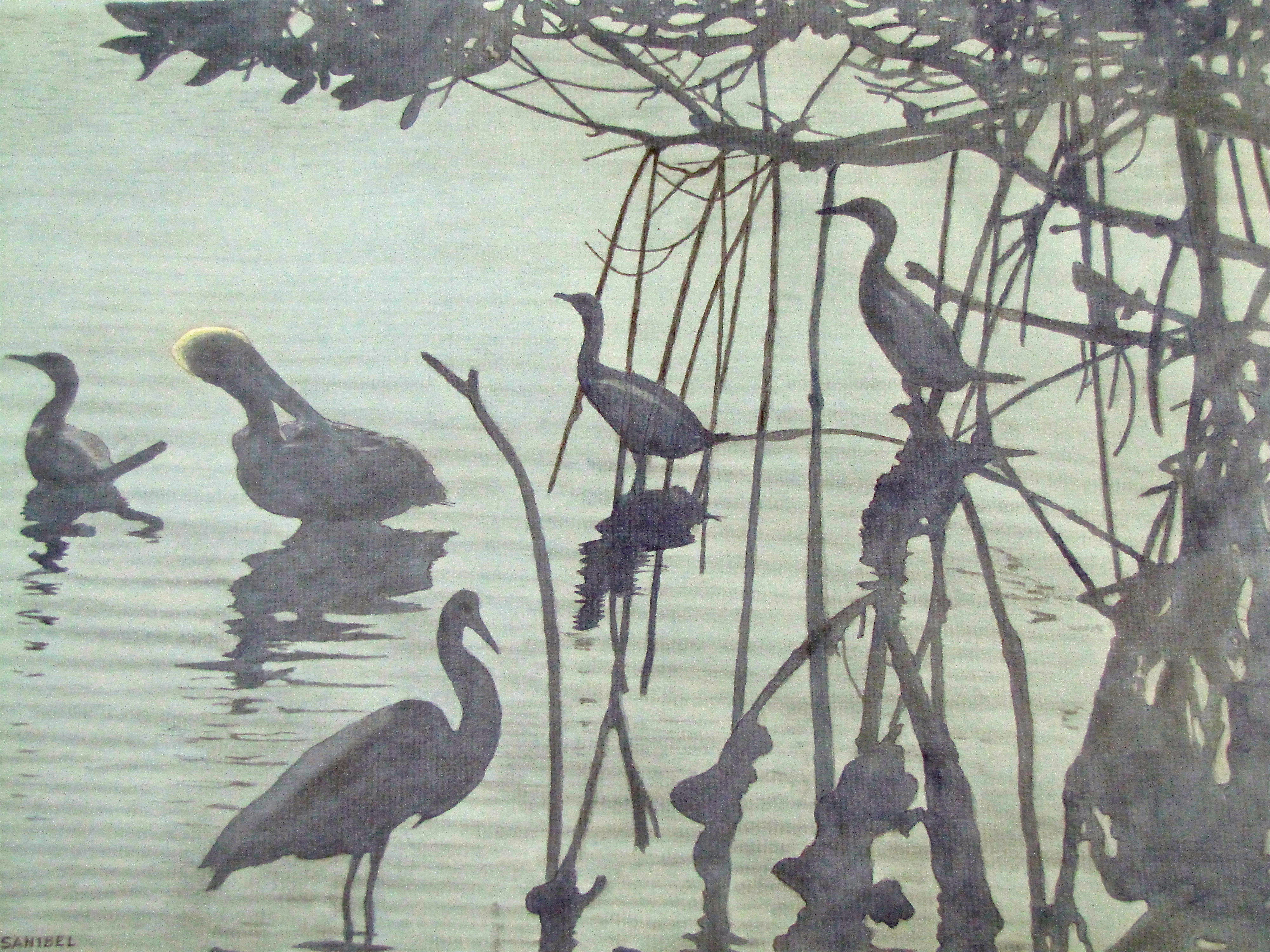 "Shadows of Sanibel” Original Watercolor by Carl Schmuelling