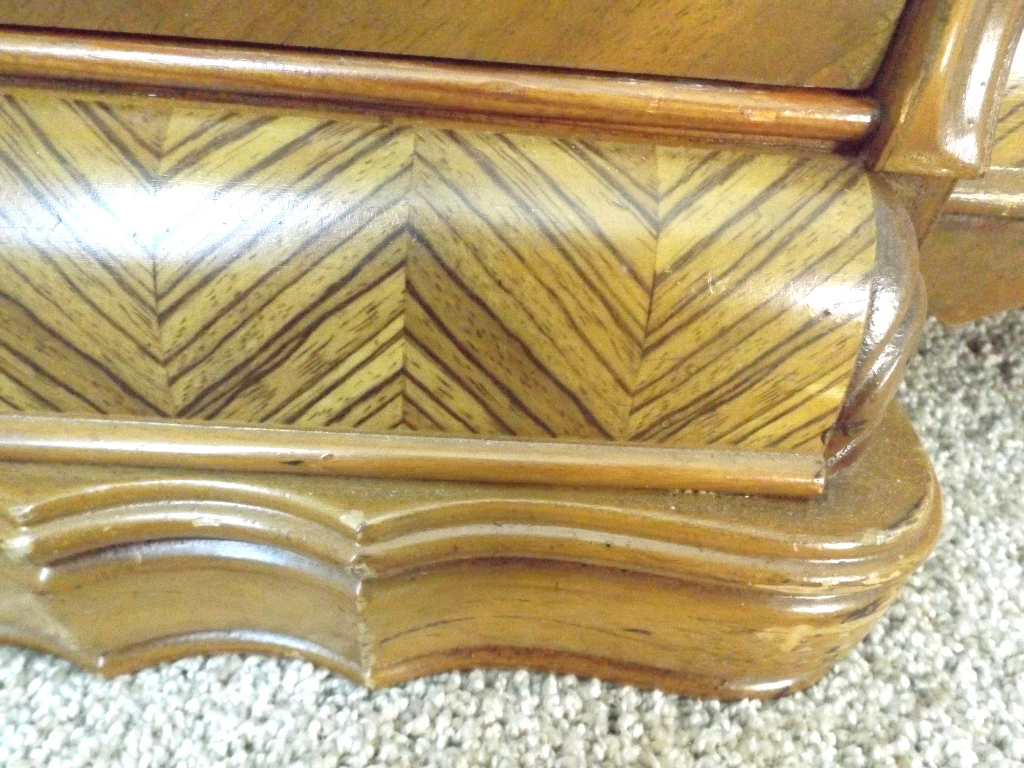 A Spectacular Art Deco Waterfall Vanity Dresser with Bench