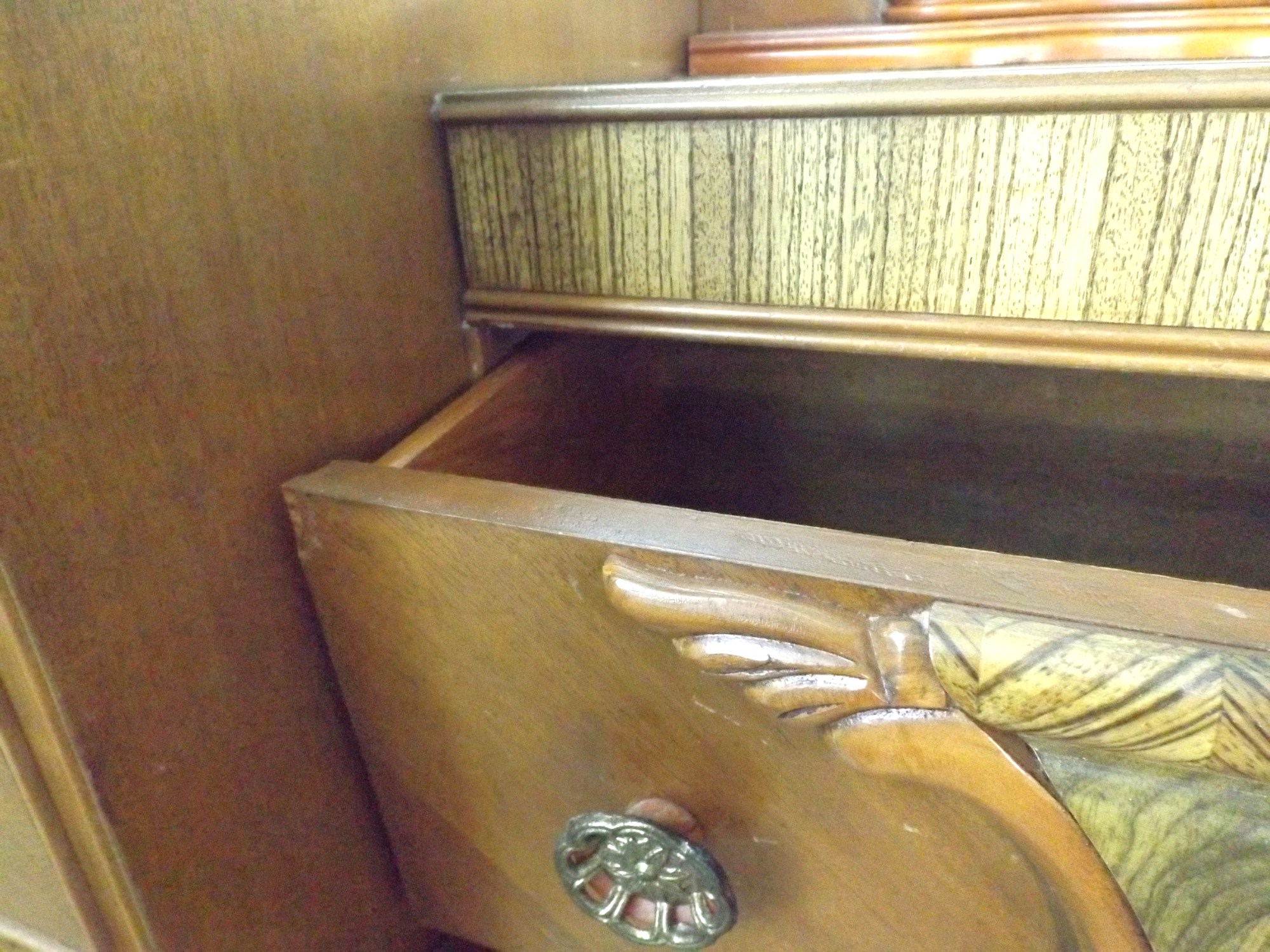 A Spectacular Art Deco Waterfall Vanity Dresser with Bench