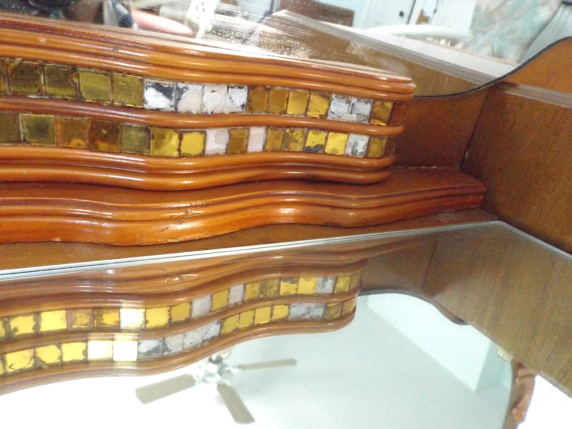 A Spectacular Art Deco Waterfall Vanity Dresser with Bench