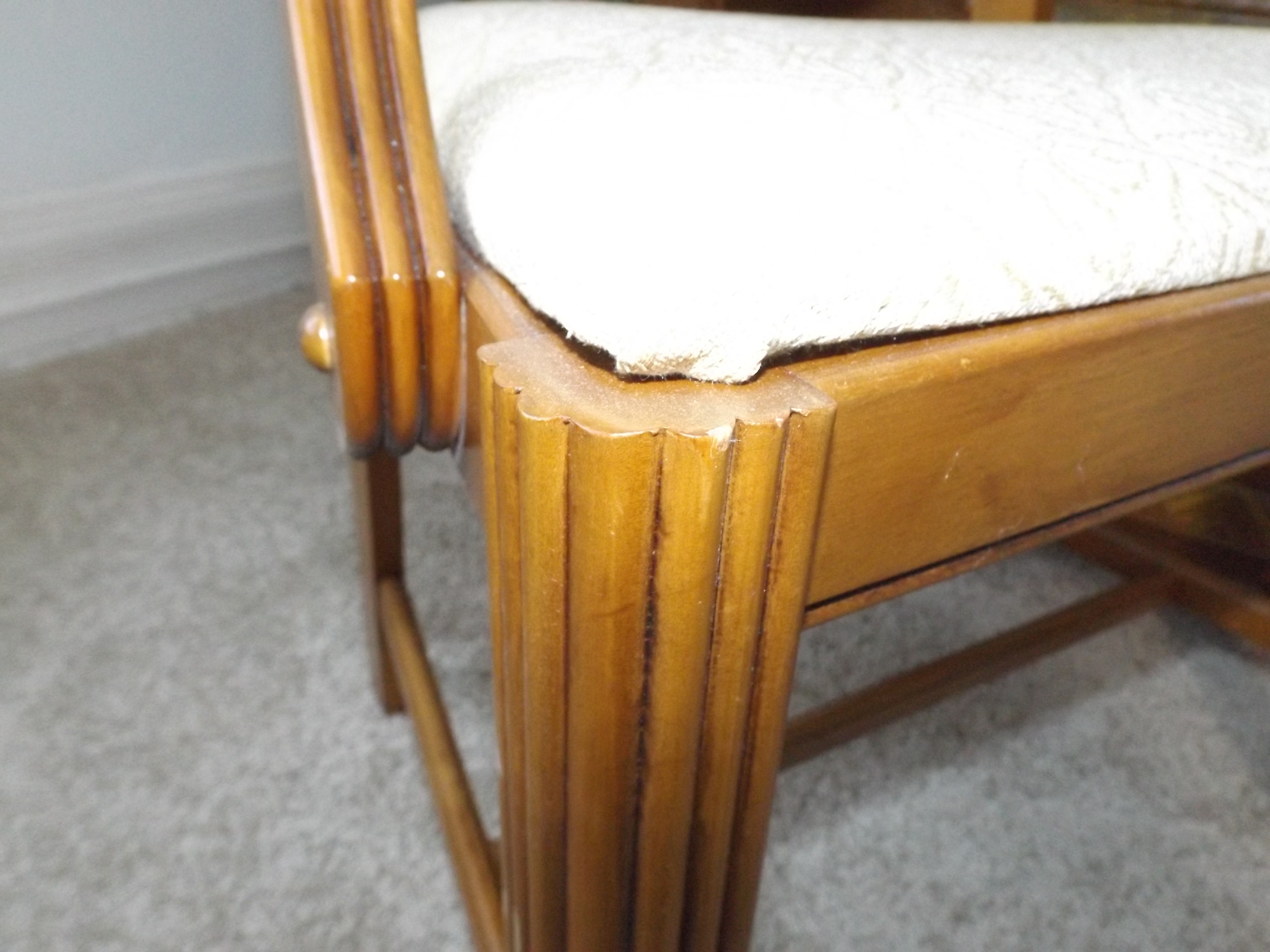 A Spectacular Art Deco Waterfall Vanity Dresser with Bench