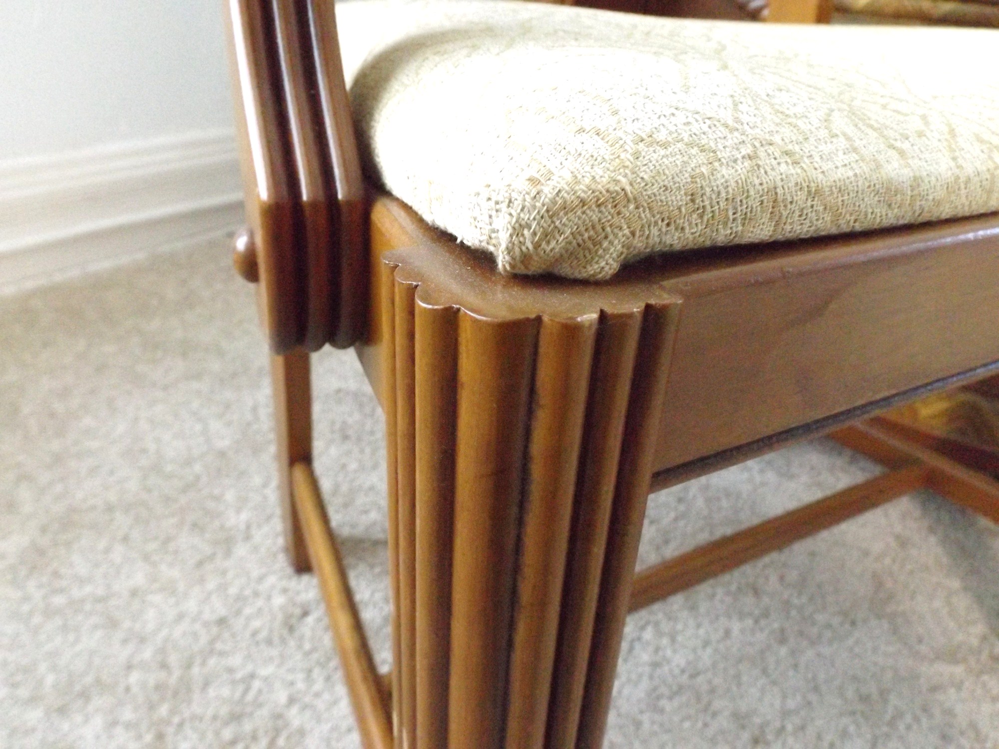 A Spectacular Art Deco Waterfall Vanity Dresser with Bench