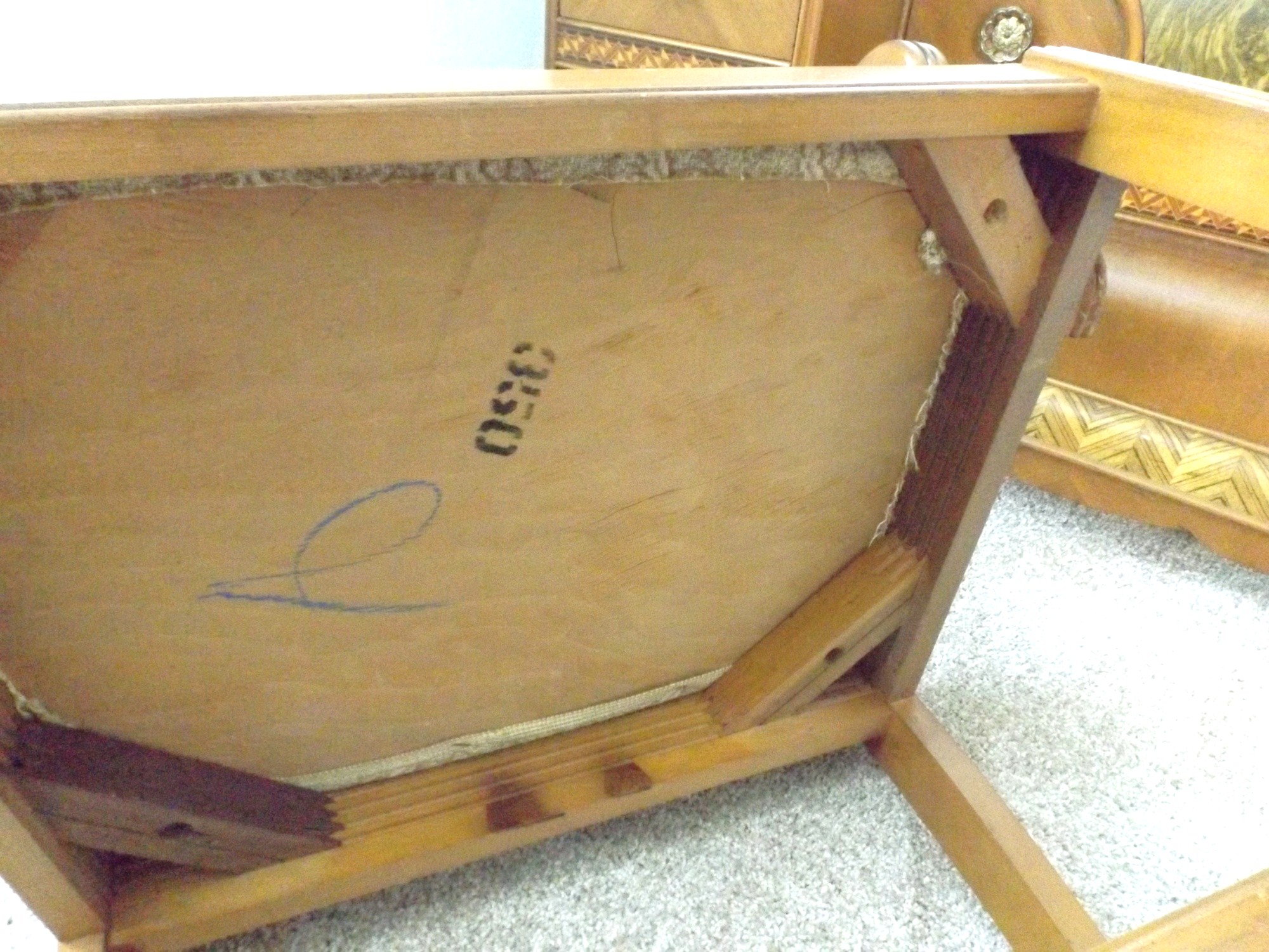 A Spectacular Art Deco Waterfall Vanity Dresser with Bench