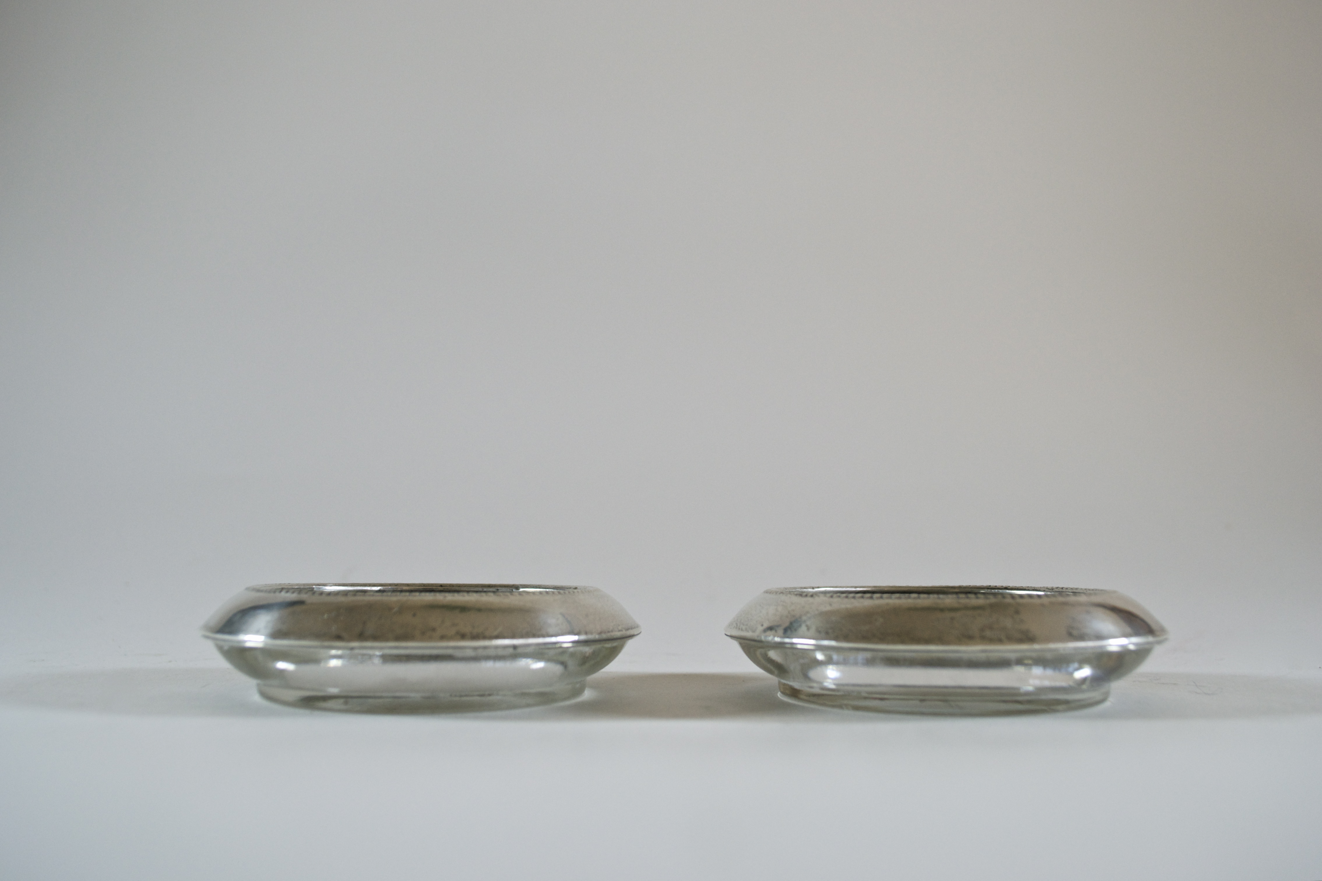 Sterling Silver and Glass Wine Coasters