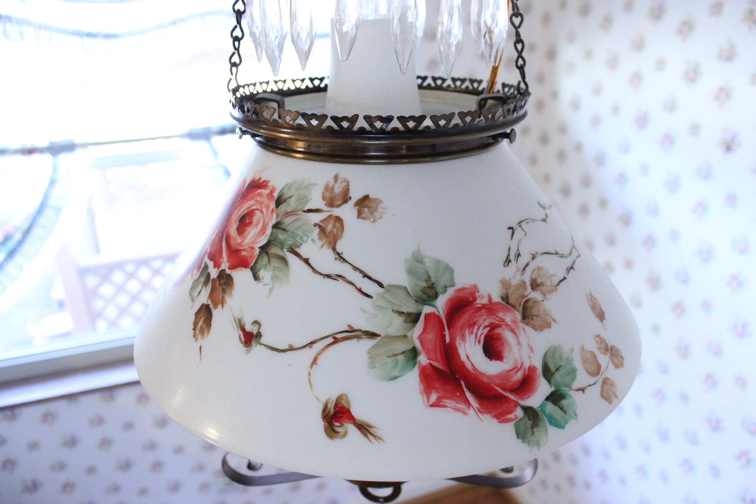 Victorian Era Converted Hanging Oil Lamp 