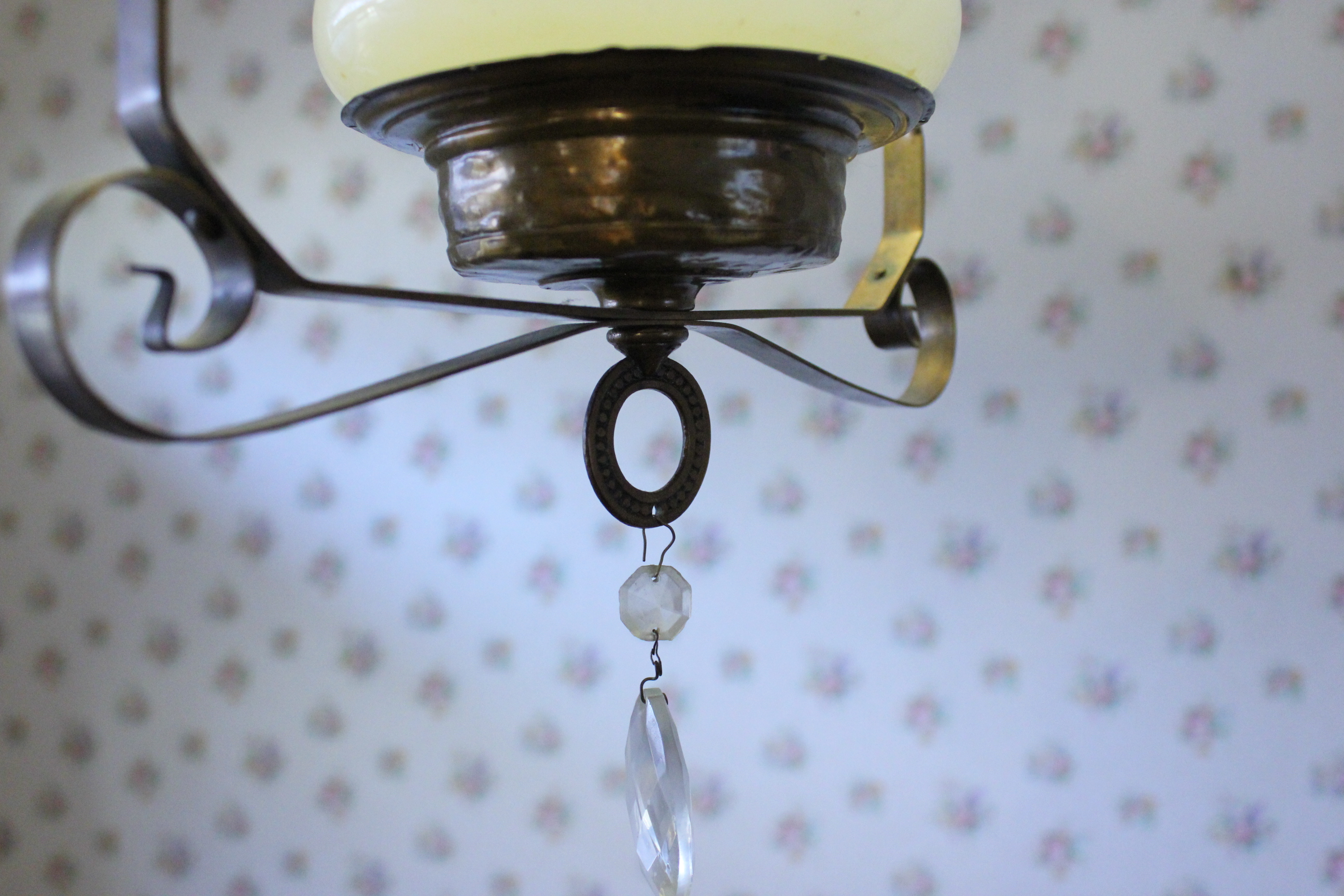 Victorian Era Converted Hanging Oil Lamp 