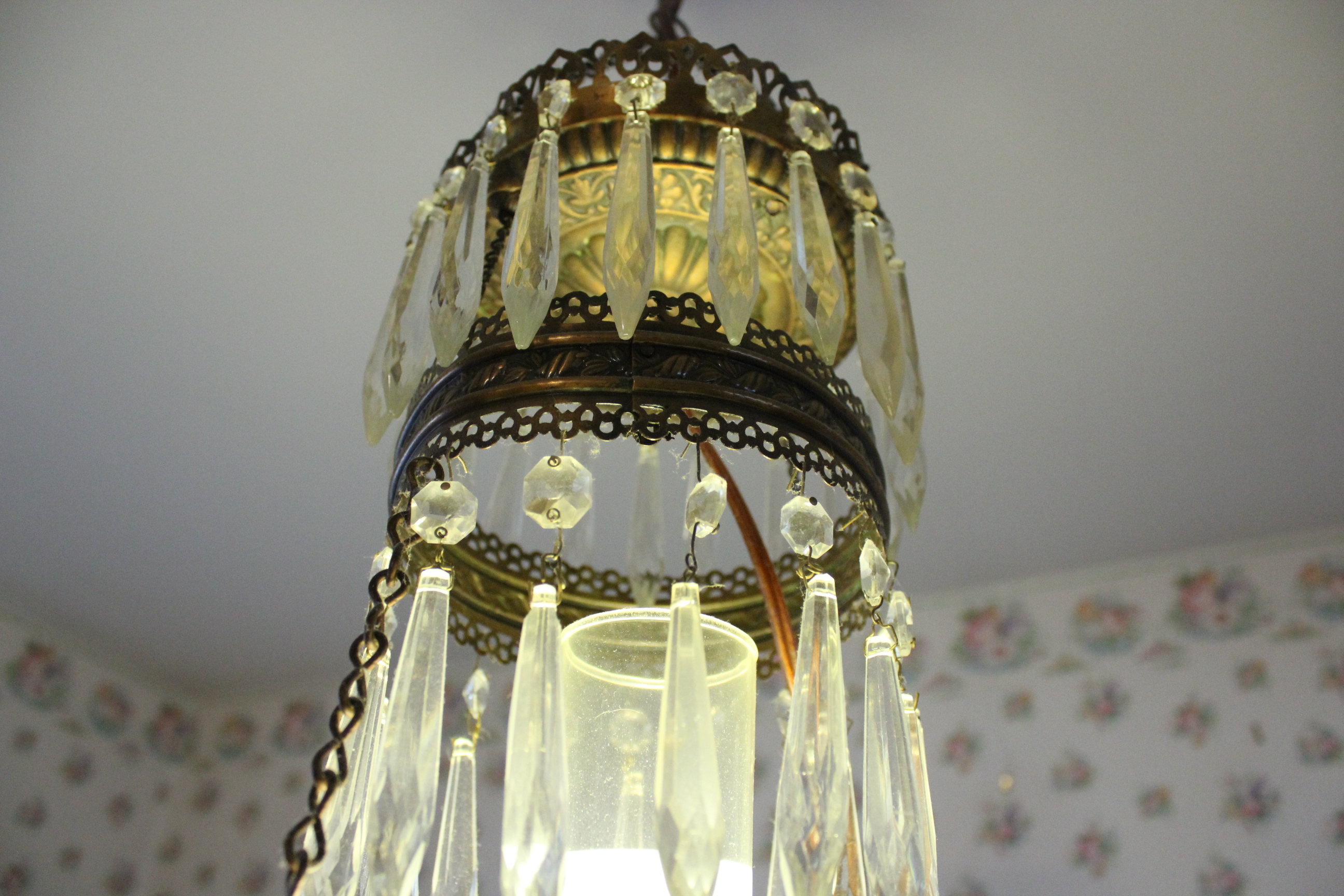 Victorian Era Converted Hanging Oil Lamp 