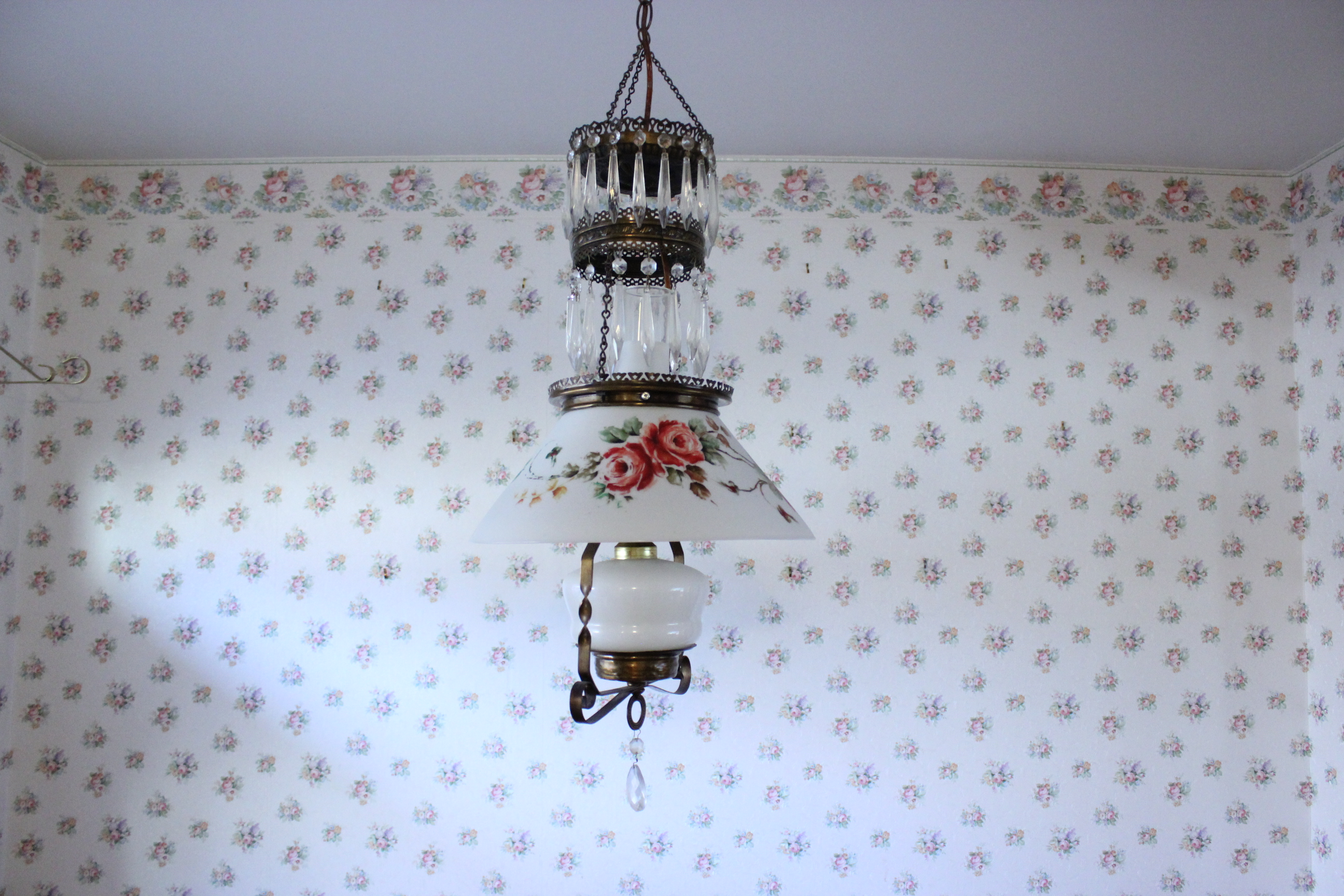 Victorian Era Converted Hanging Oil Lamp 