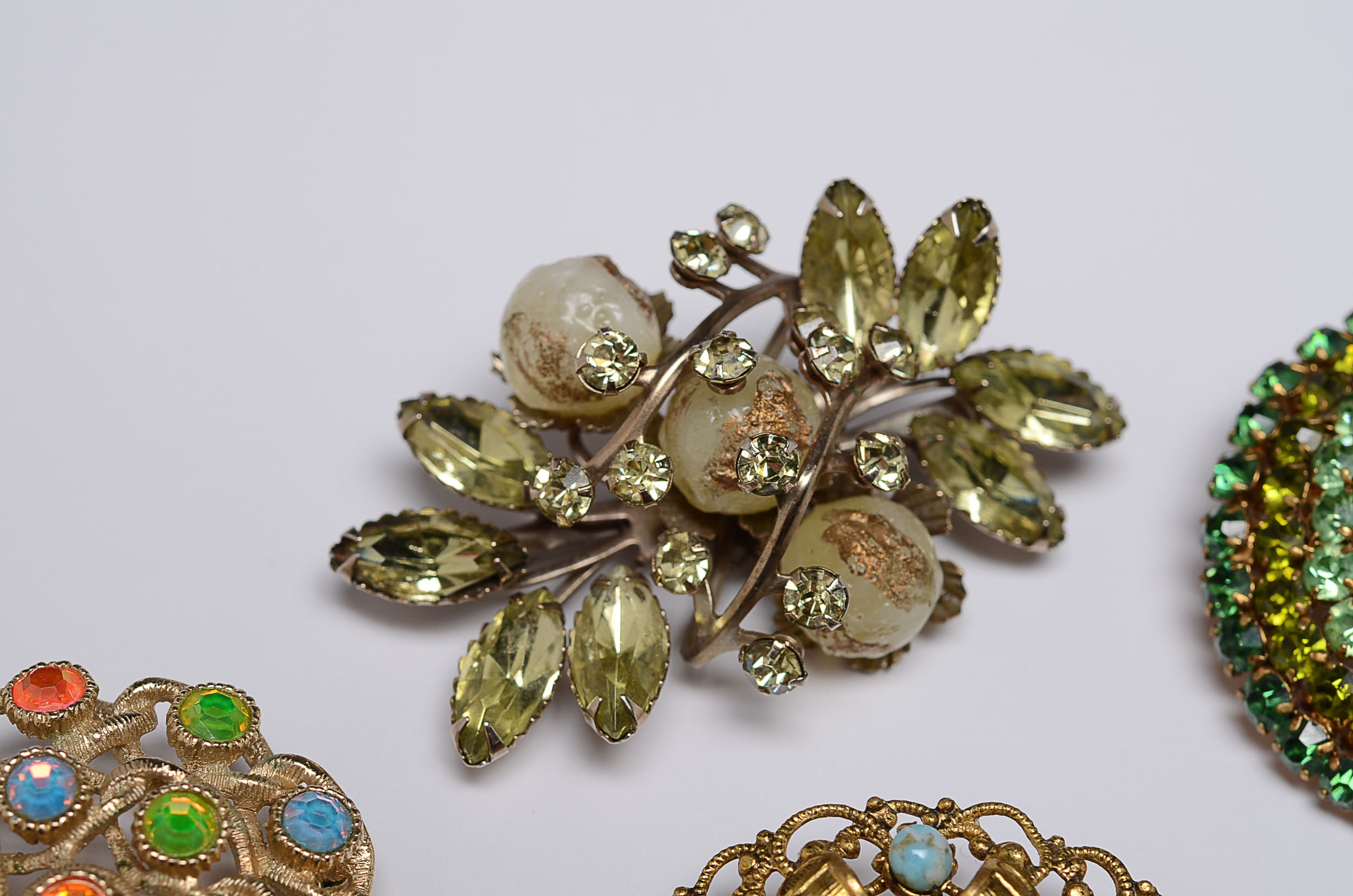 Collection of Vintage Costume Jewelry Including a Karen Lynne Floral Brooch 