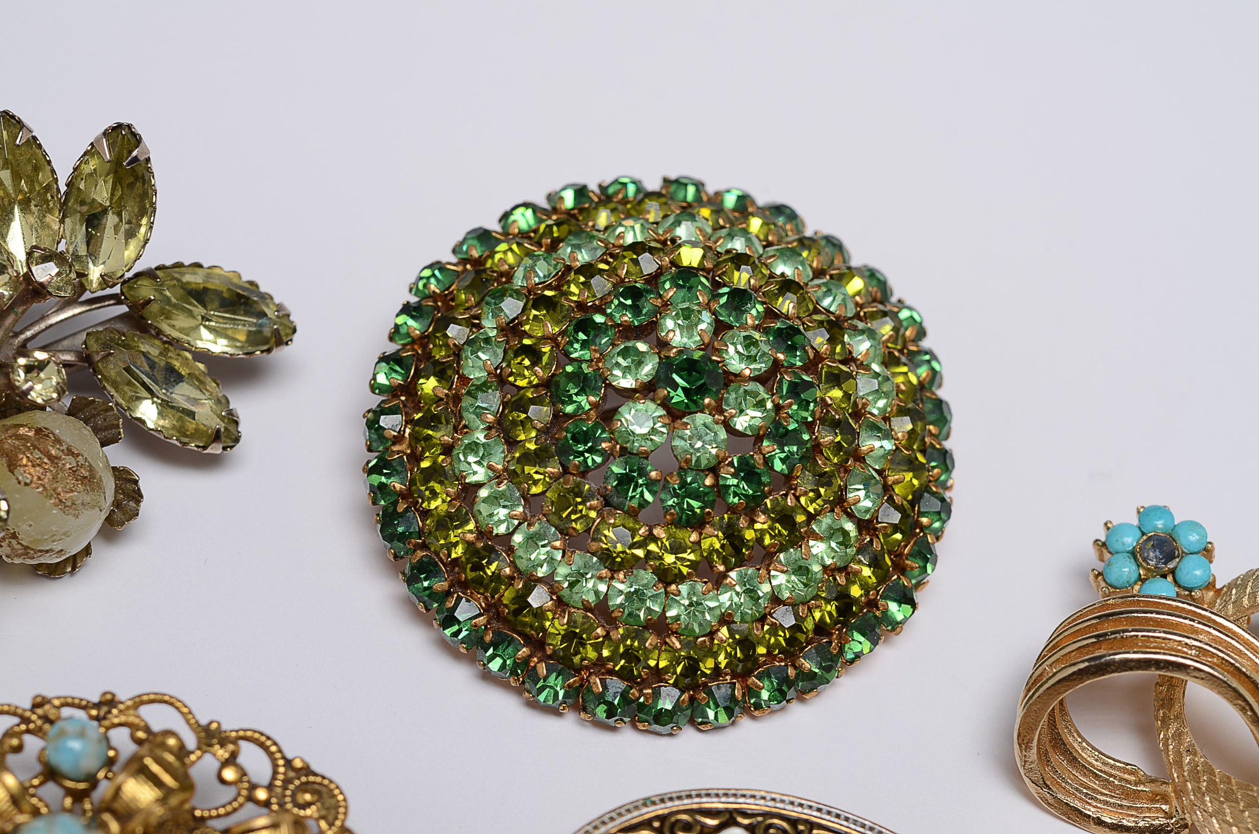 Collection of Vintage Costume Jewelry Including a Karen Lynne Floral Brooch 