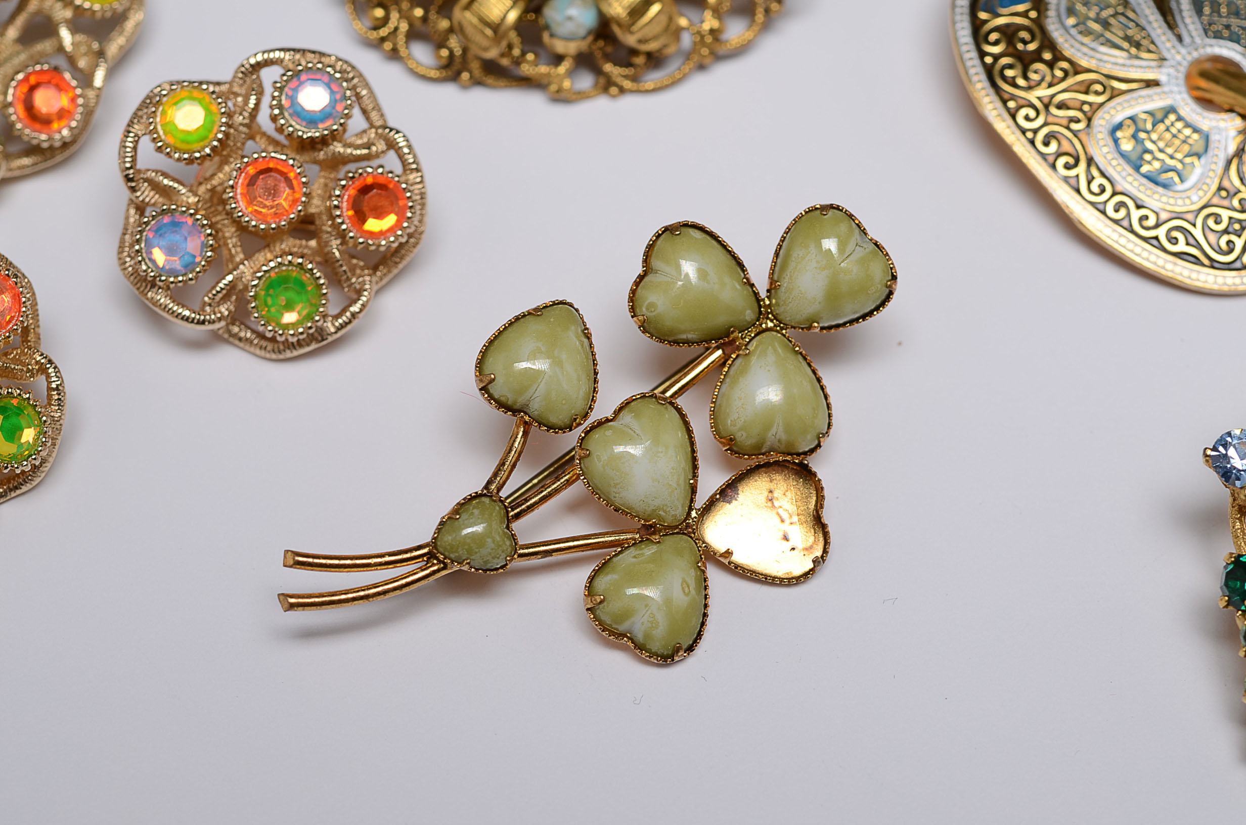 Collection of Vintage Costume Jewelry Including a Karen Lynne Floral Brooch 