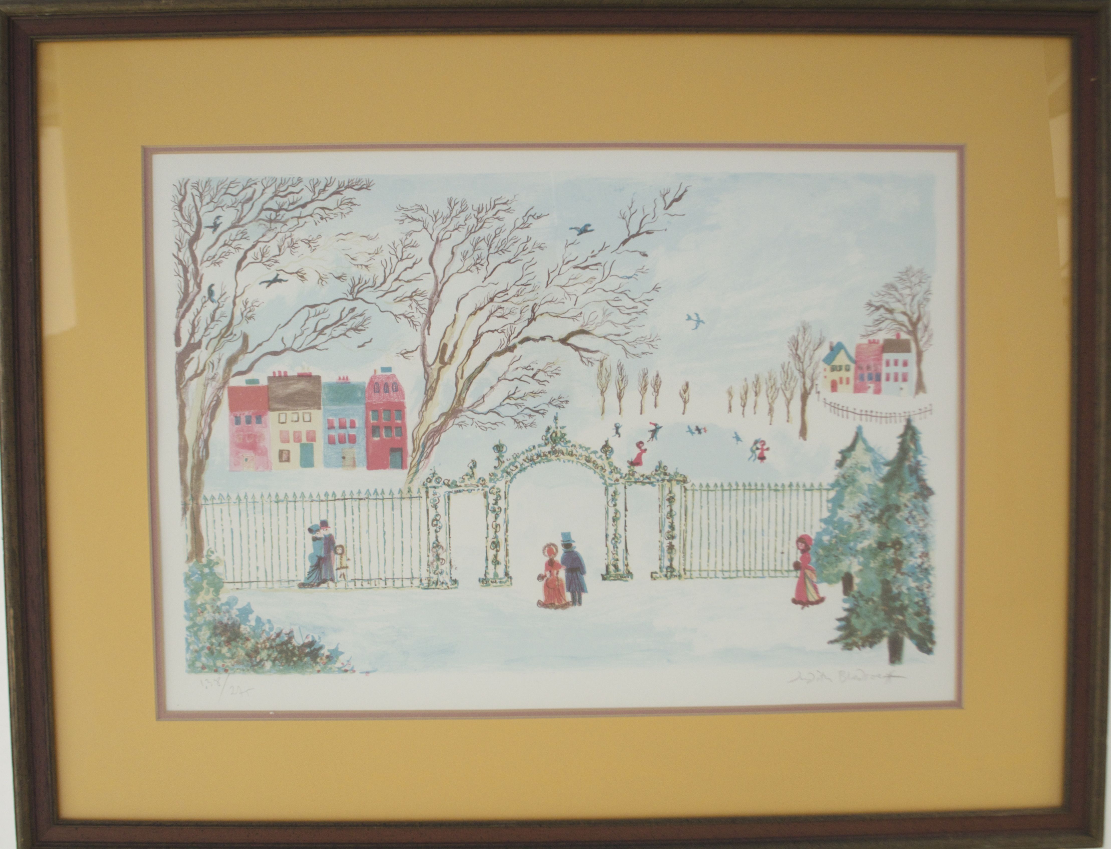 Signed and Numbered Judith Bledsoe "Winter in the Park" Print
