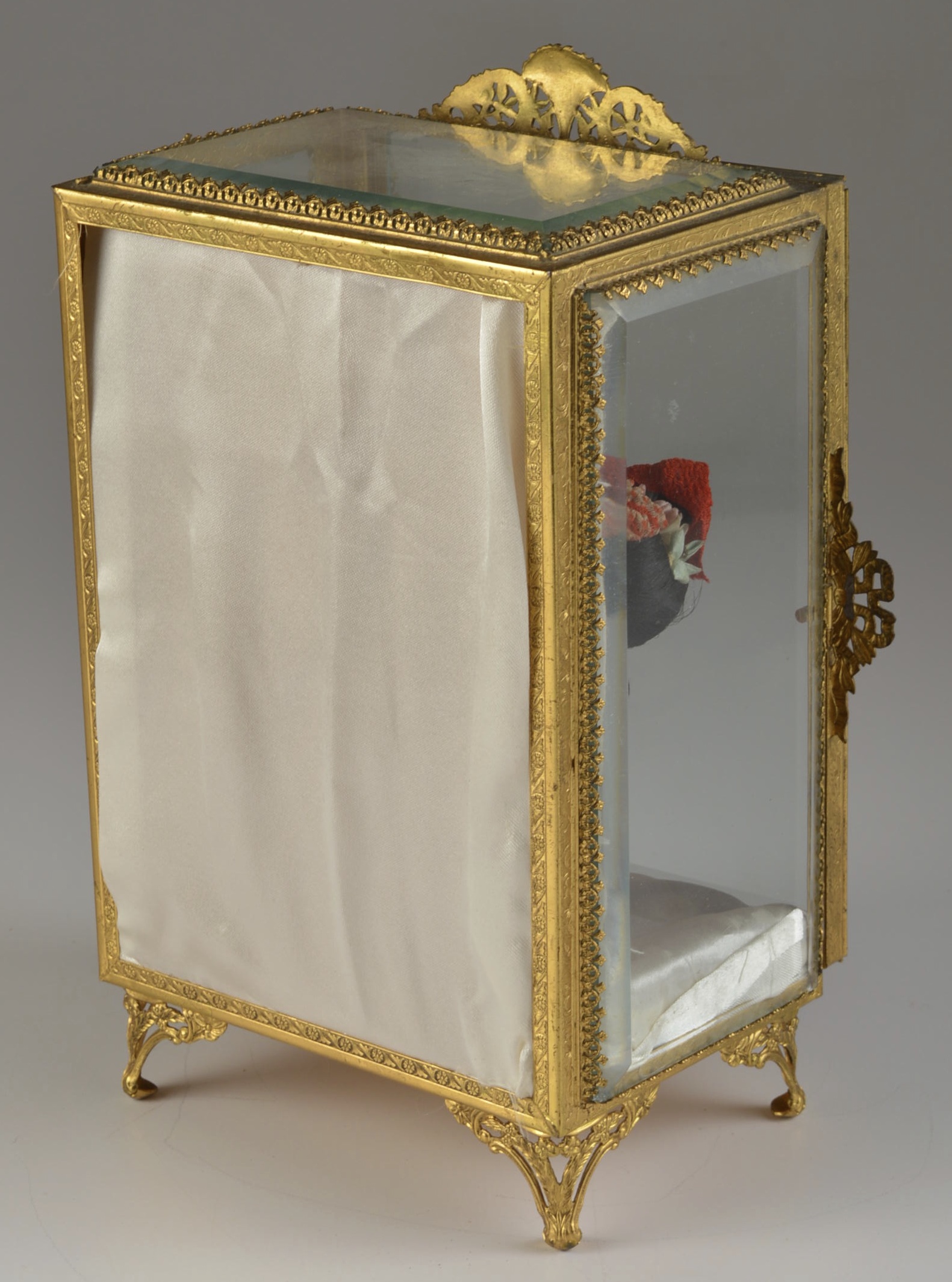 Asian Doll in Beautiful Beveled Glass Display Case