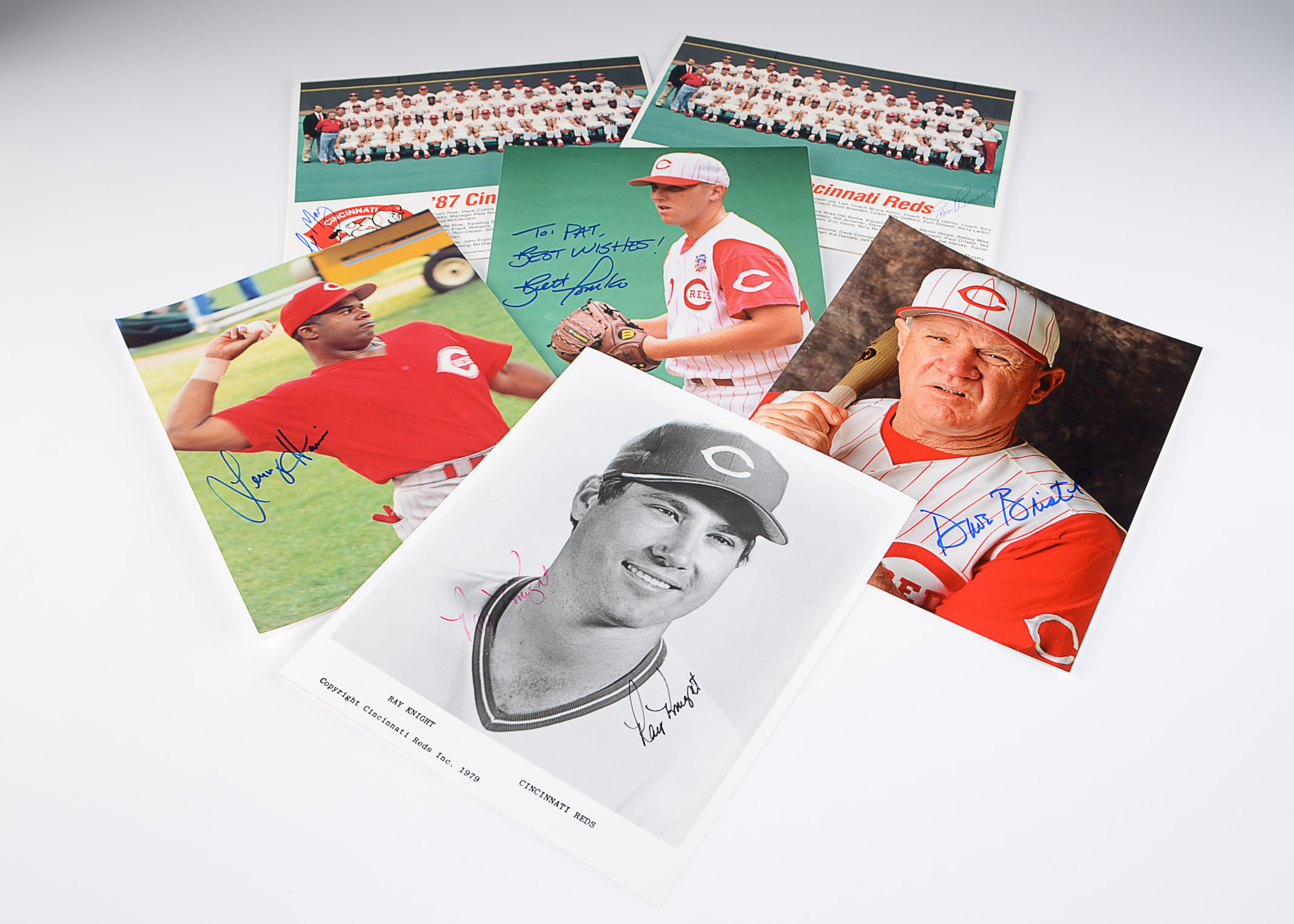 (6)  Cincinnati Reds Autographed Baseball Photos