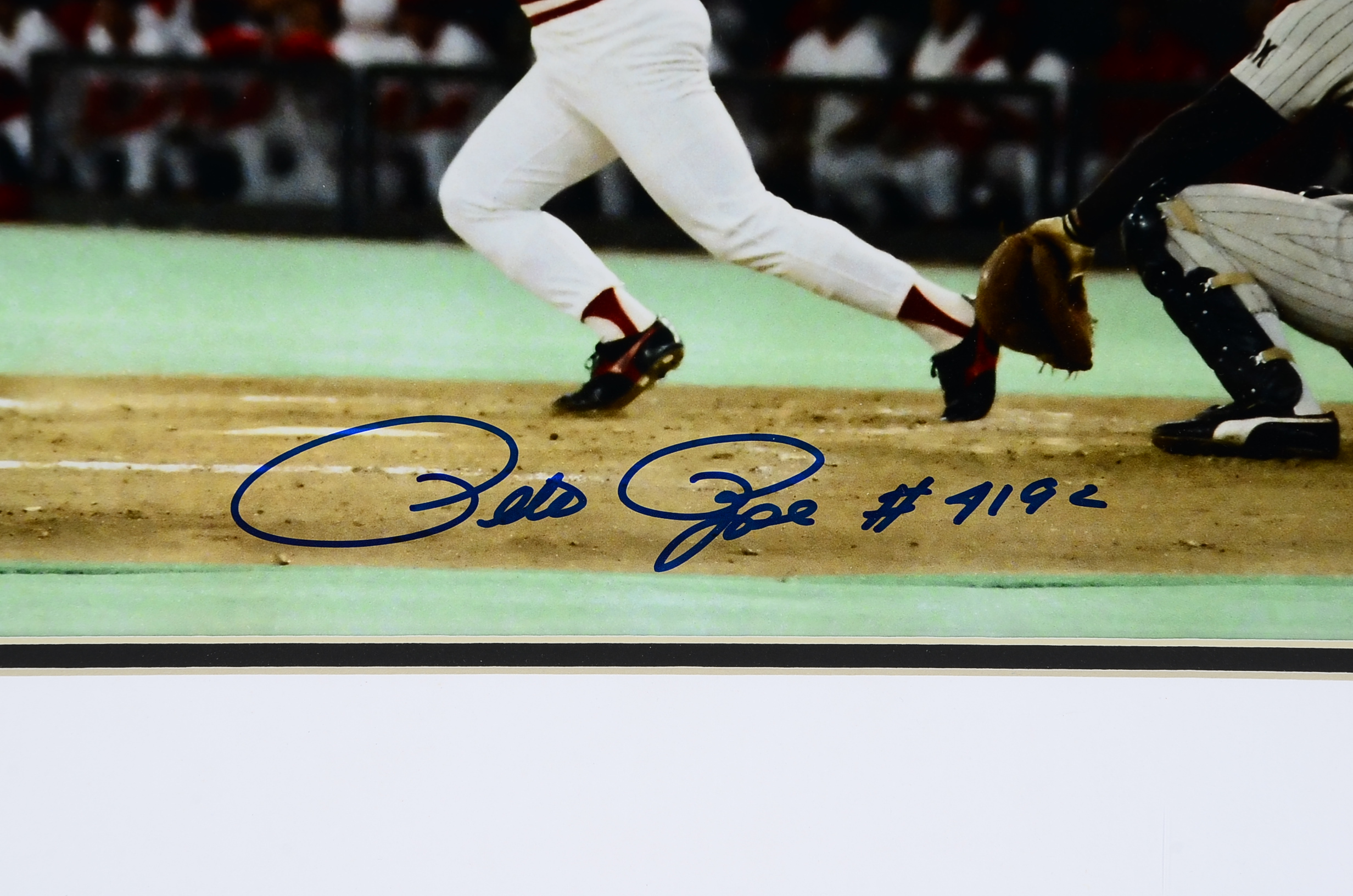 1985 Pete Rose Reds Signed  "4192" Hit Framed Baseball Photo