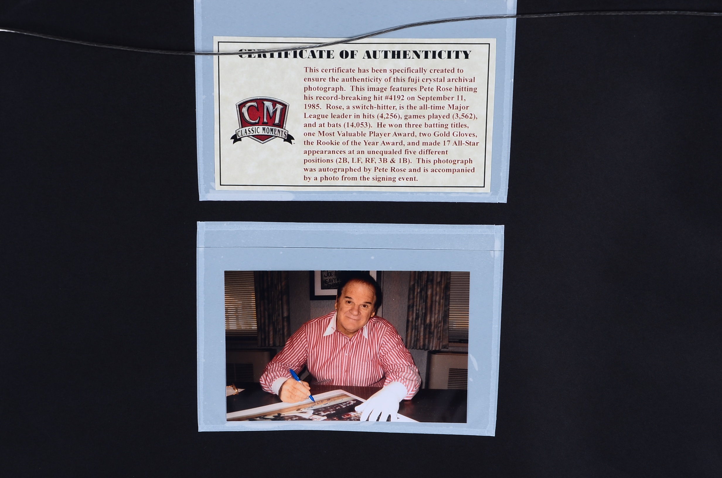 1985 Pete Rose Reds Signed  "4192" Hit Framed Baseball Photo