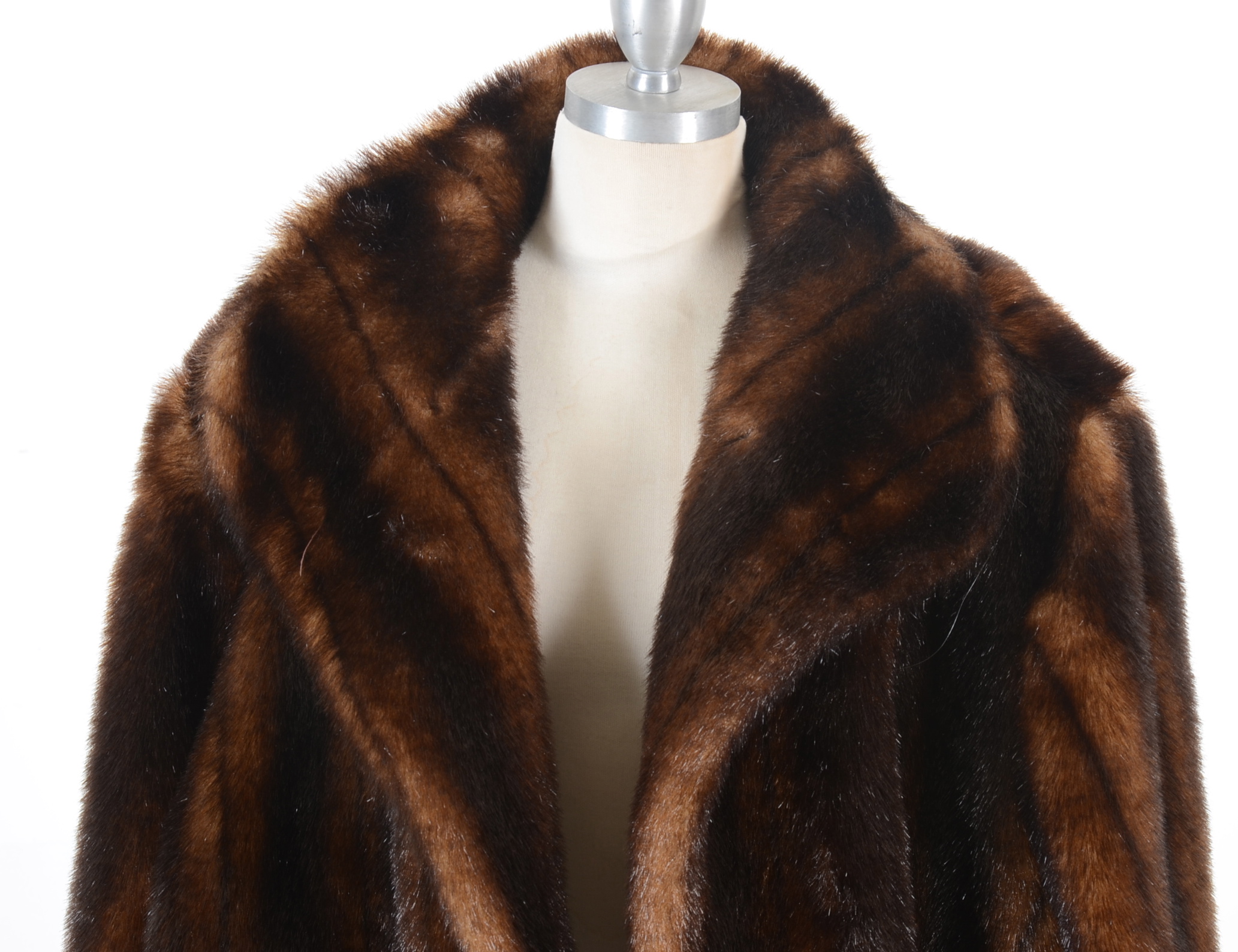 Terry Lewis Faux Fur Dyed Coat in Mahogany Brown