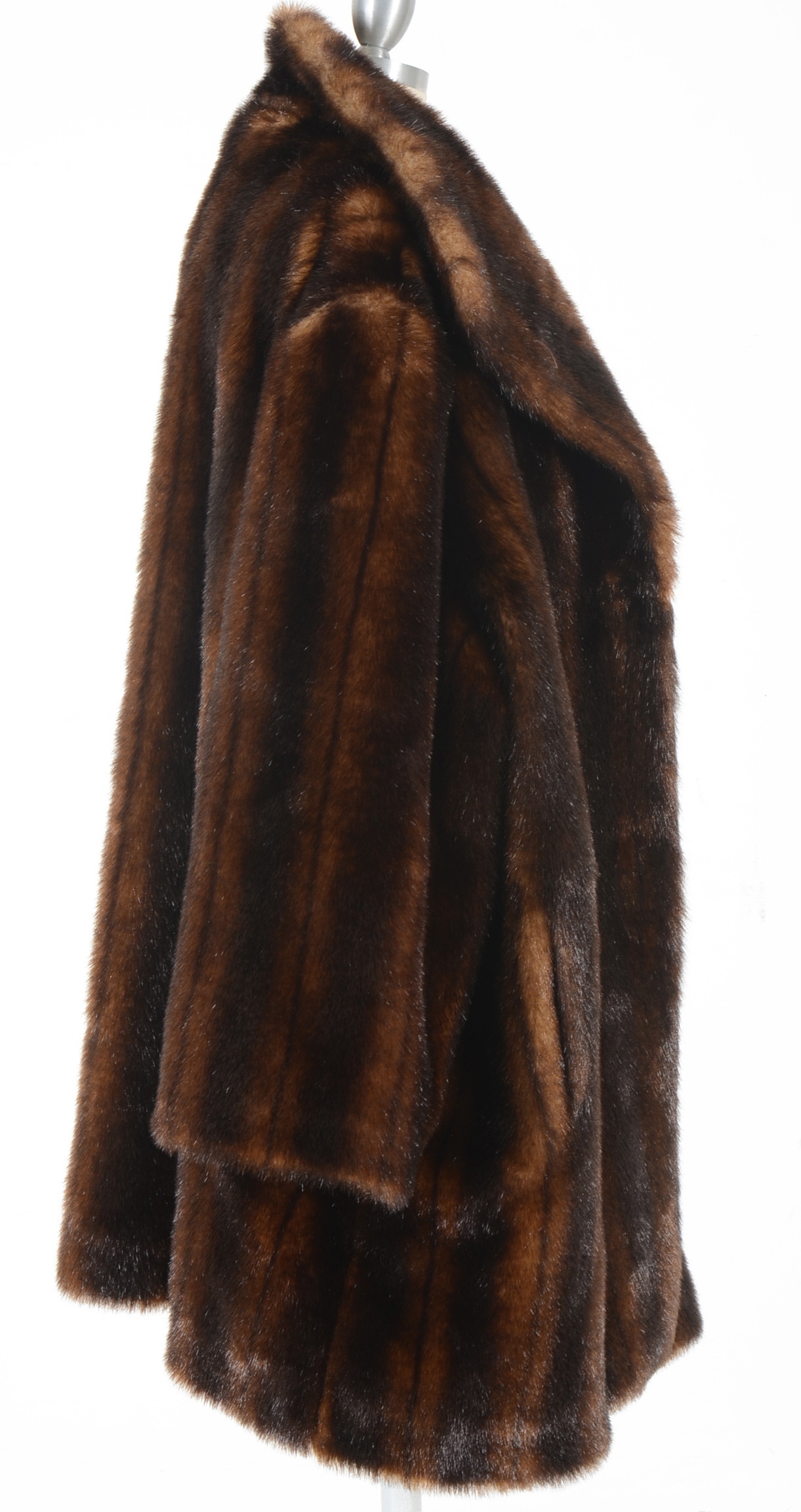 Terry Lewis Faux Fur Dyed Coat in Mahogany Brown