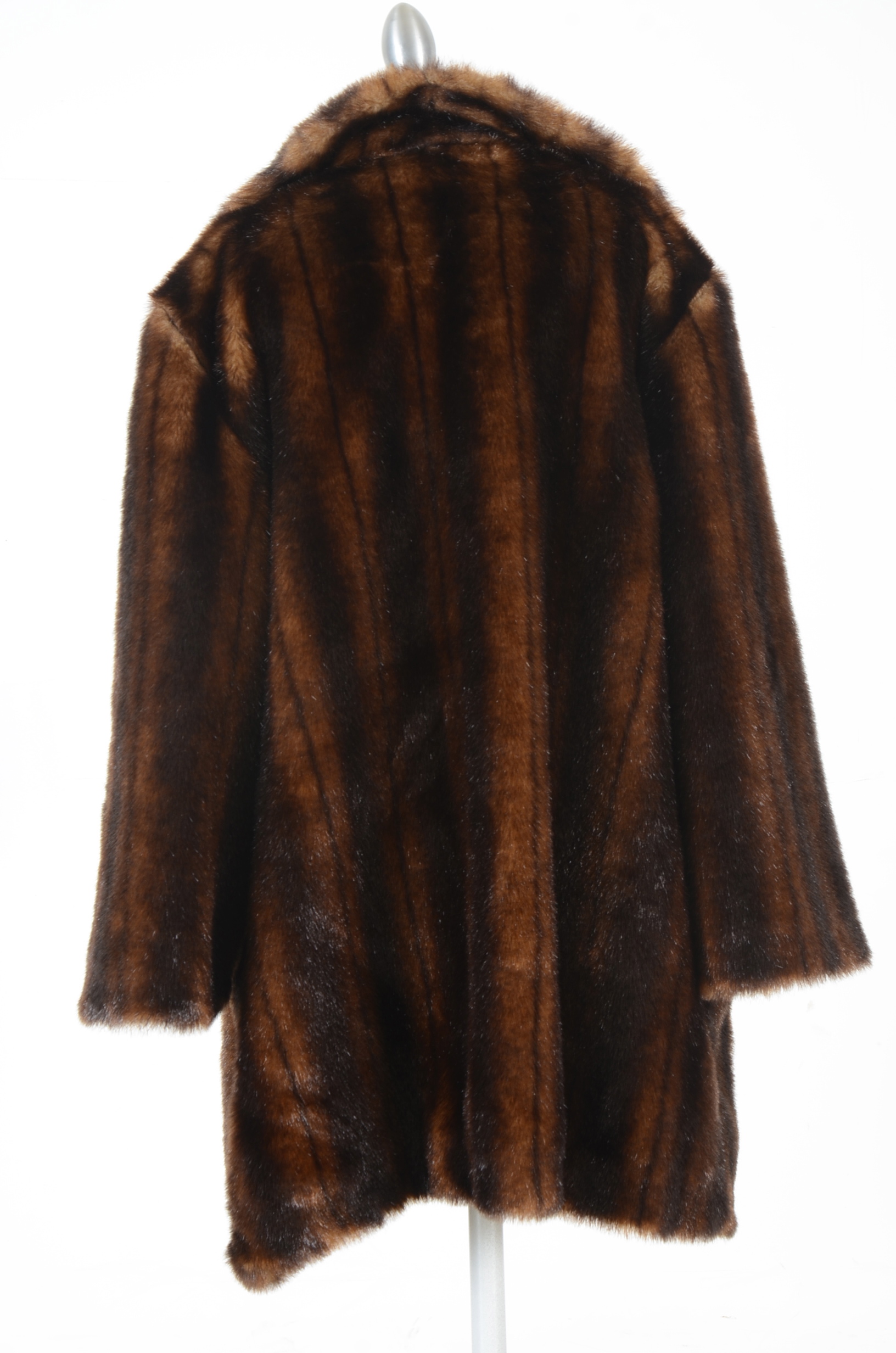 Terry Lewis Faux Fur Dyed Coat in Mahogany Brown