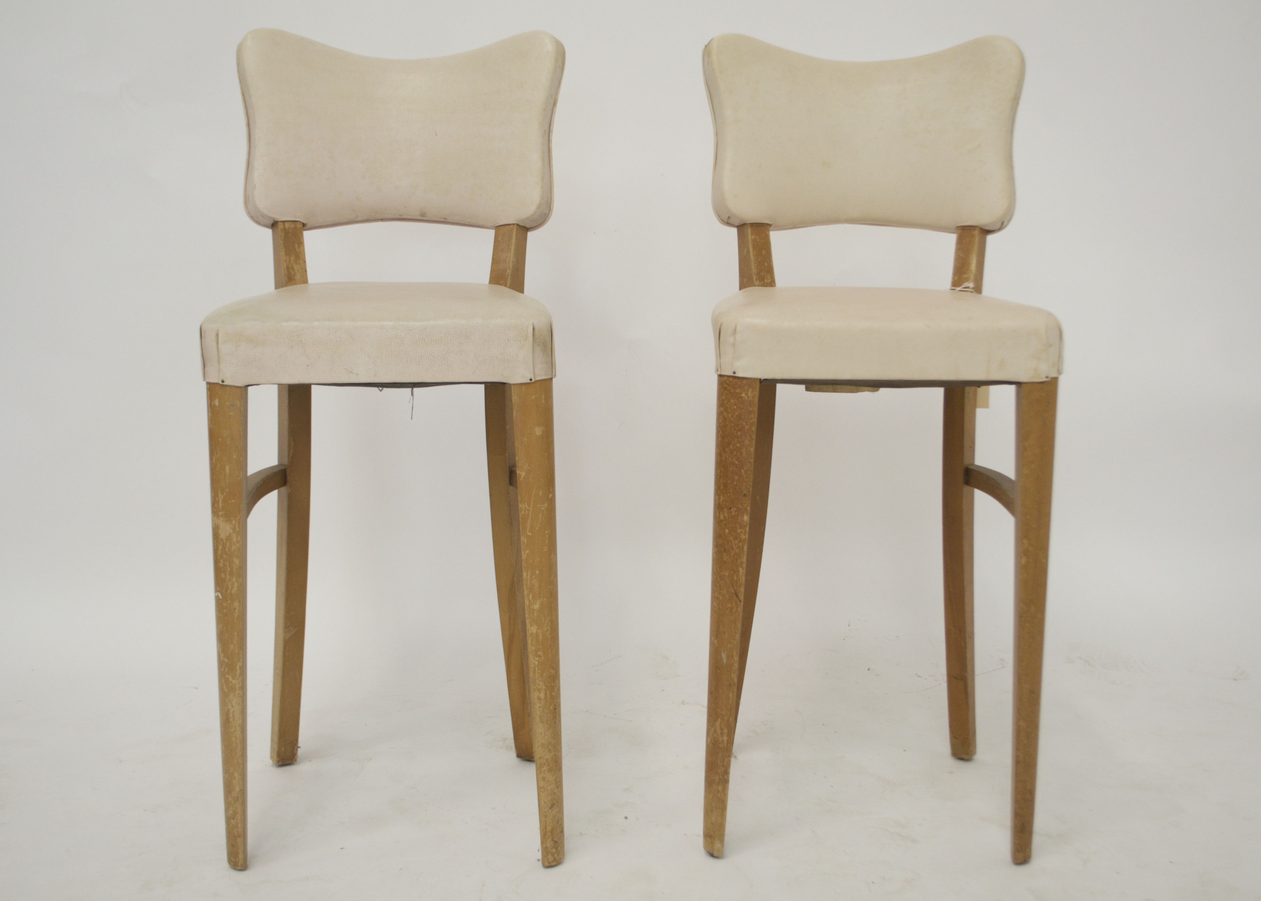 Pair of Cream Colored Vintage Bar Stools
