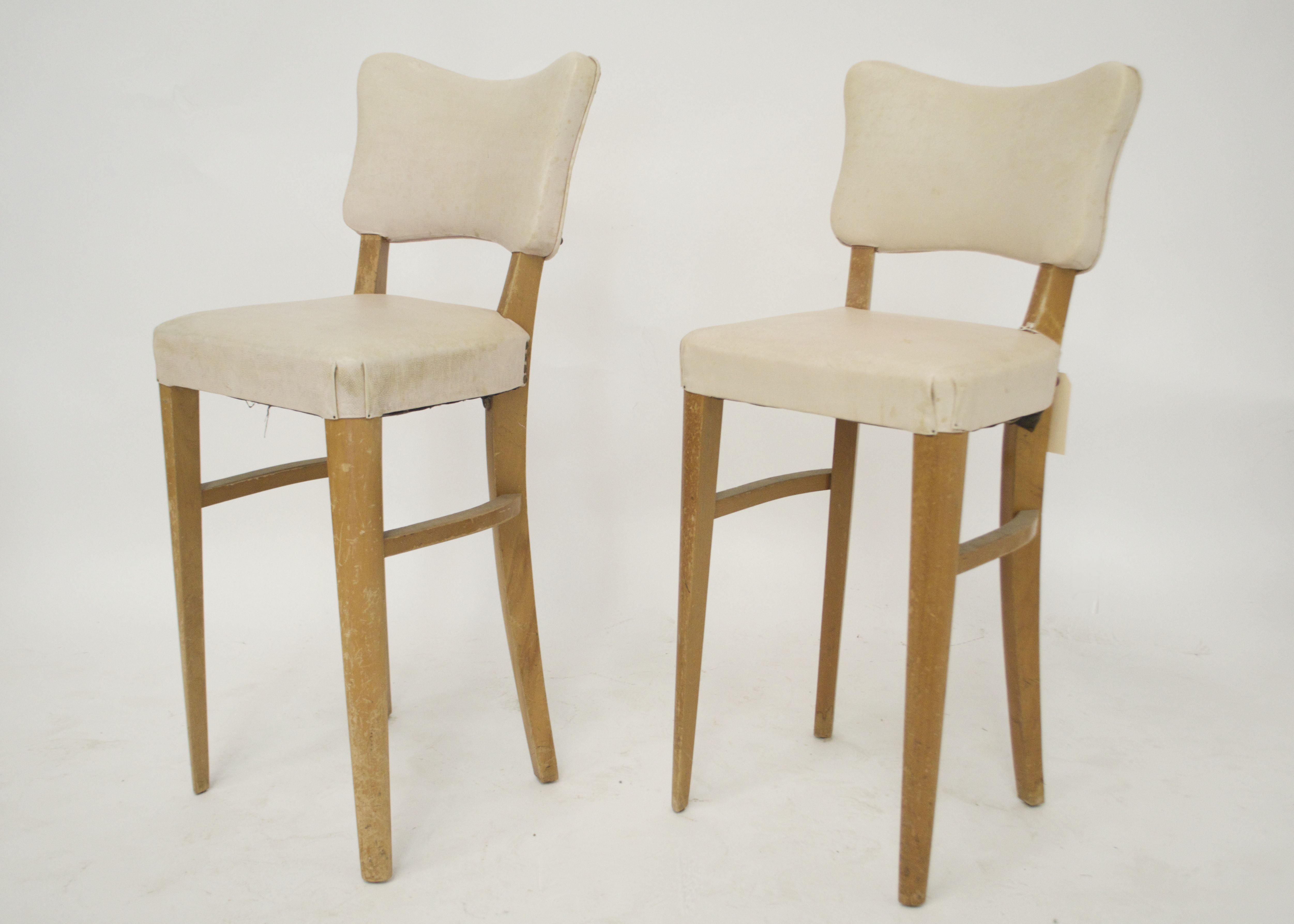 Pair of Cream Colored Vintage Bar Stools