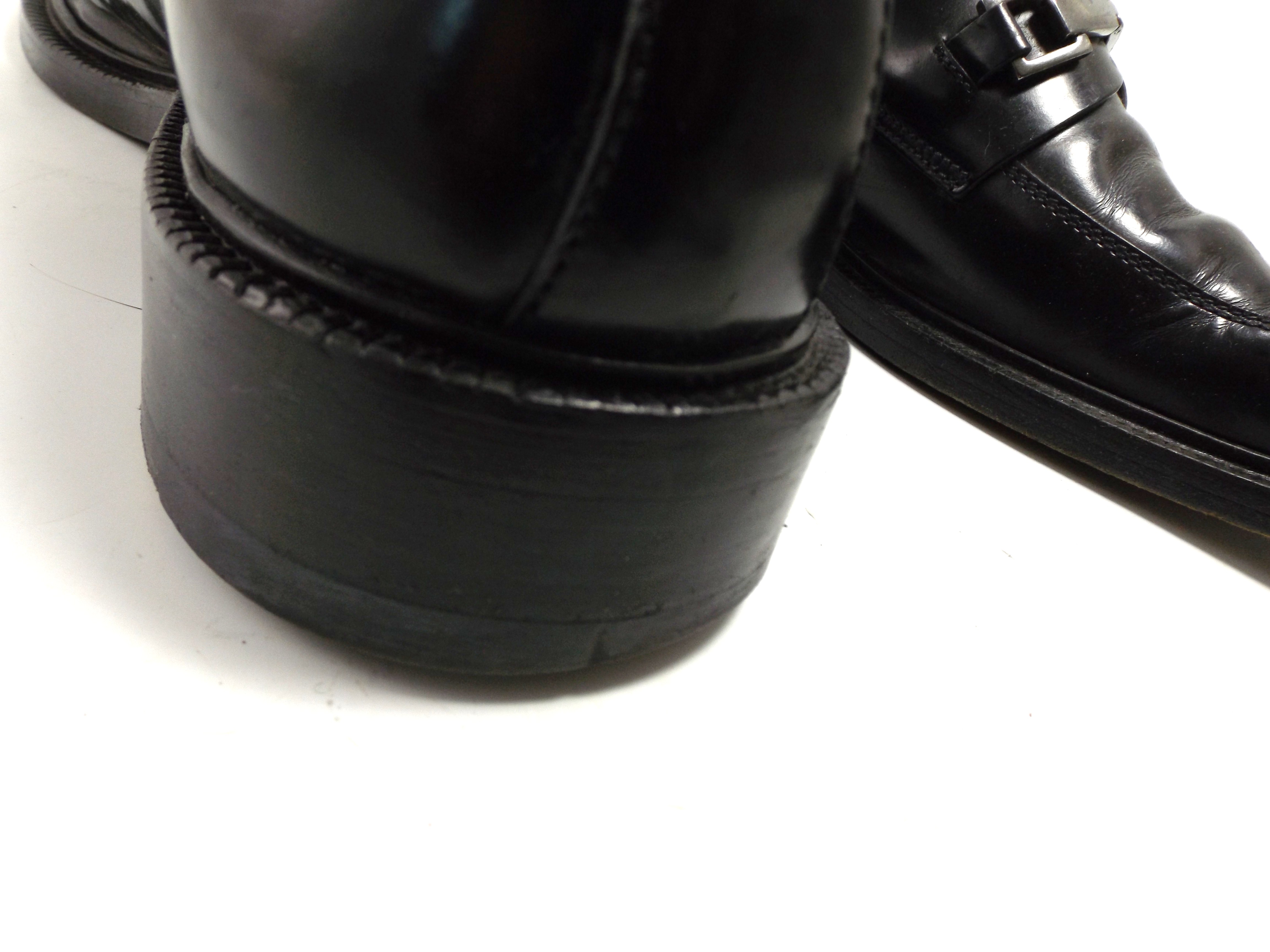 Men's Black Leather Gucci Loafers, 9.5D