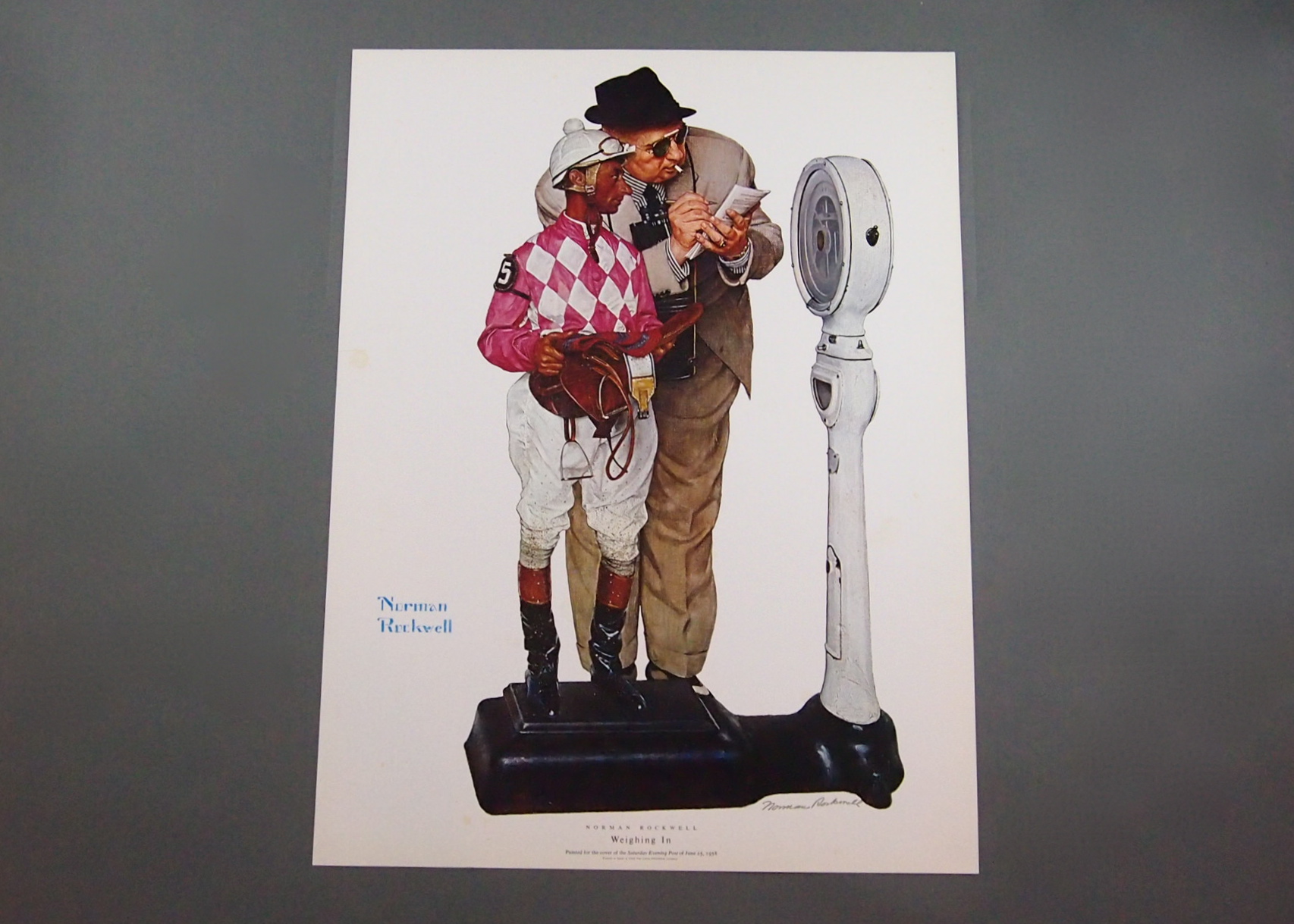 Hand Signed Norman Rockwell "Weighing In" 1958 Poster Print