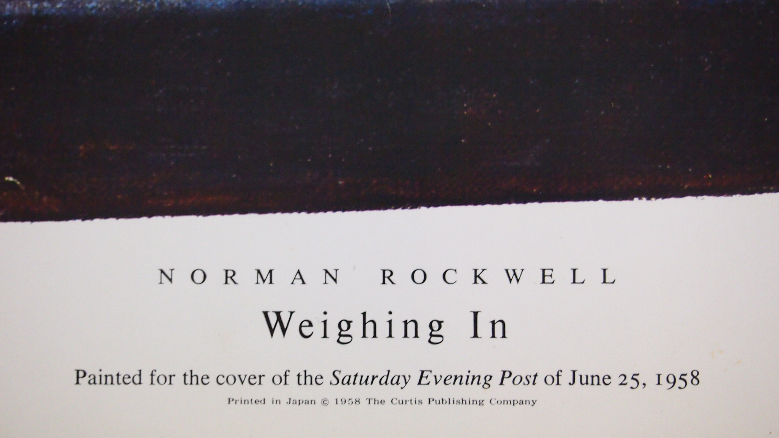 Hand Signed Norman Rockwell "Weighing In" 1958 Poster Print