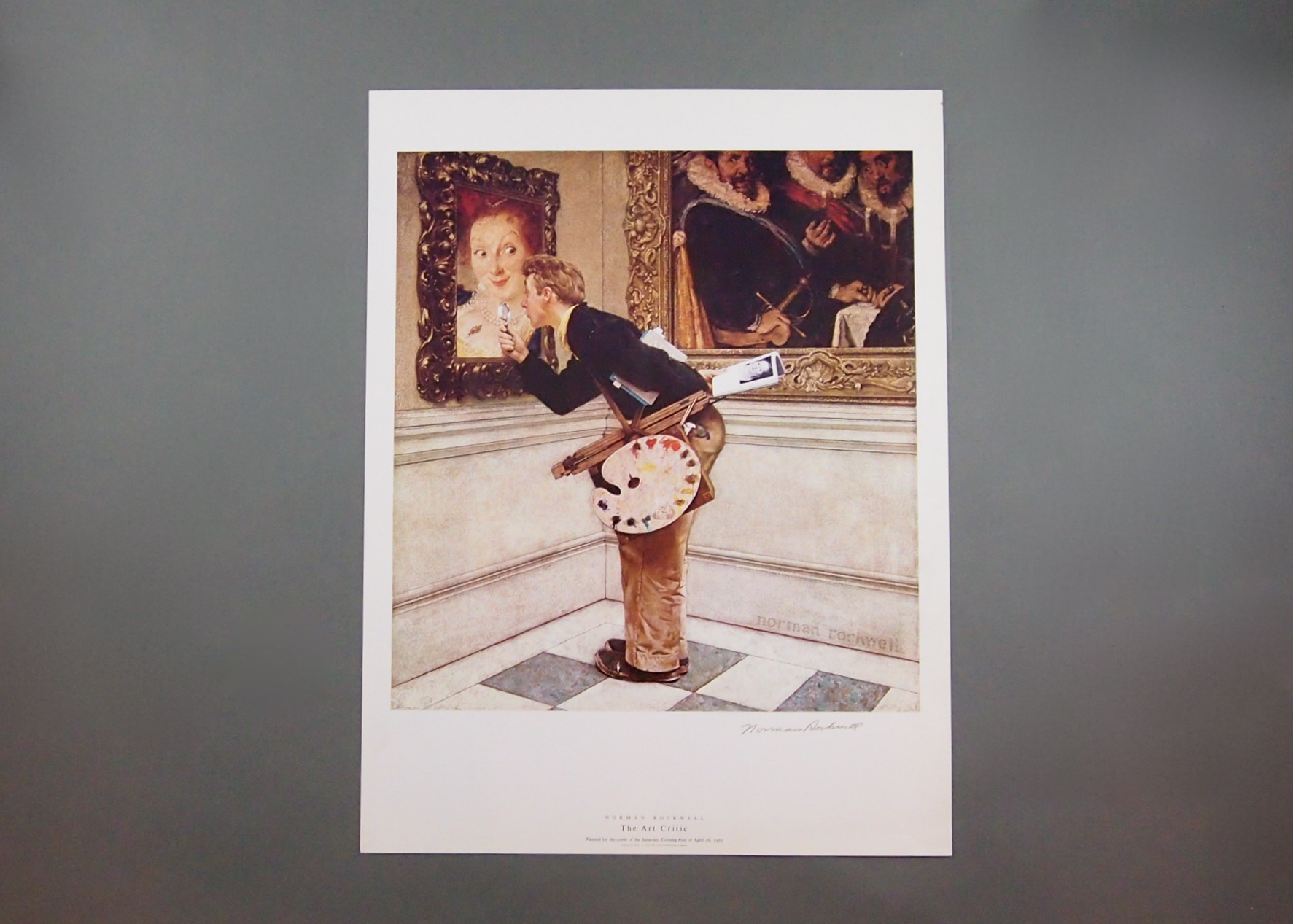 Hand Signed Norman Rockwell "Art Critic" 1955 Poster Print