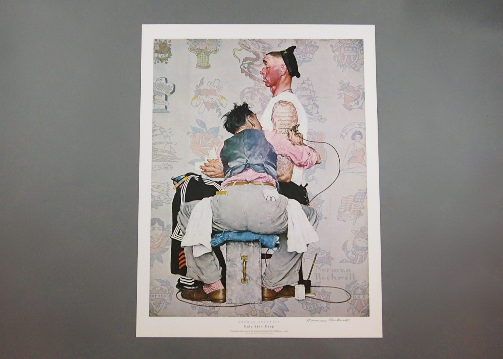 Hand Signed Norman Rockwell "Only Skin Deep" Signed 1944 Poster Print