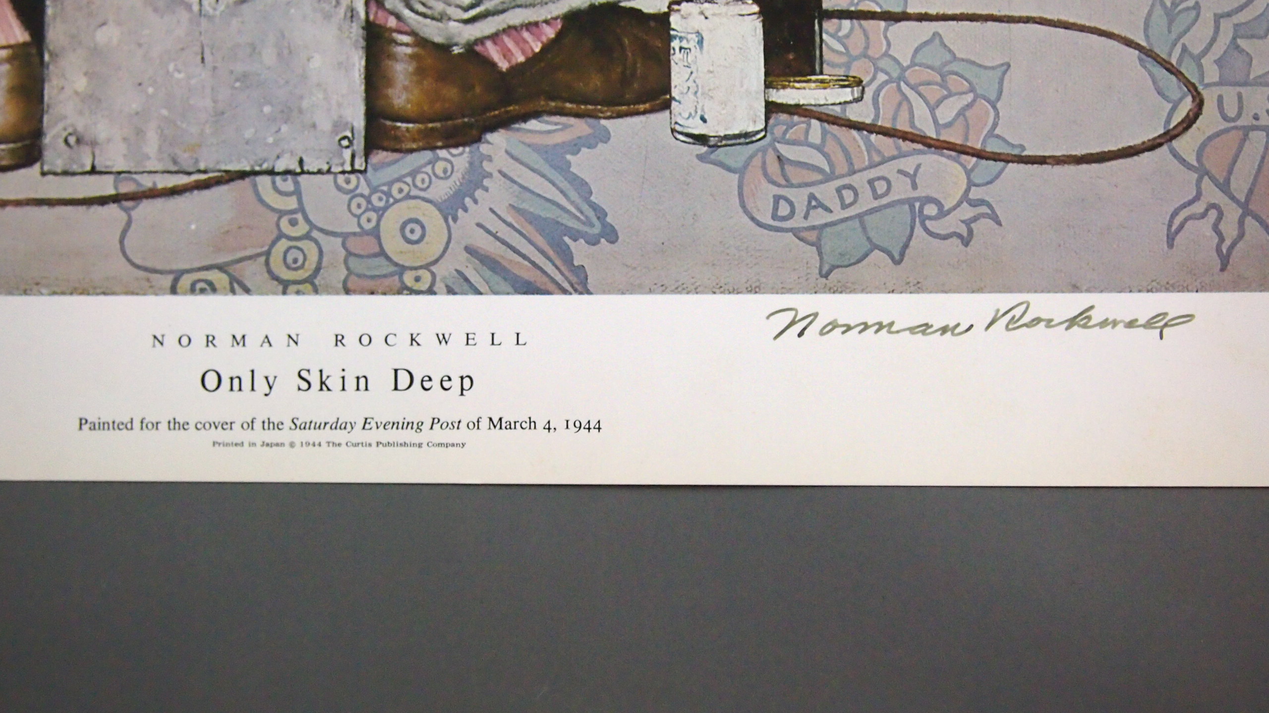 Hand Signed Norman Rockwell "Only Skin Deep" Signed 1944 Poster Print