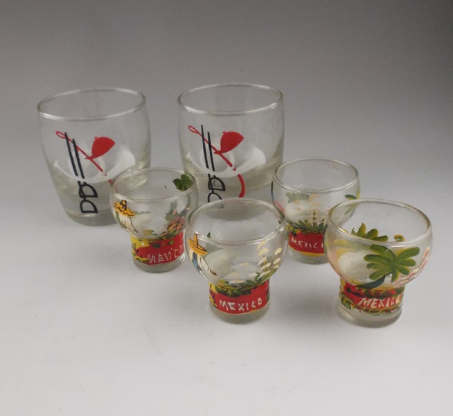 Assortment of Hand-Painted Barware