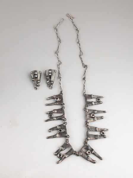 Vintage Costume Jewelry Free Form Silver Tone Set