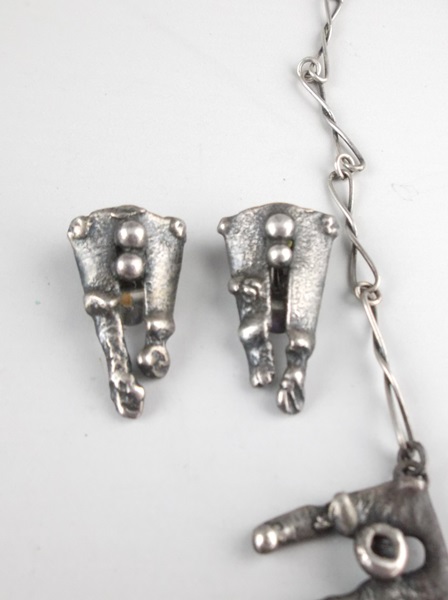 Vintage Costume Jewelry Free Form Silver Tone Set