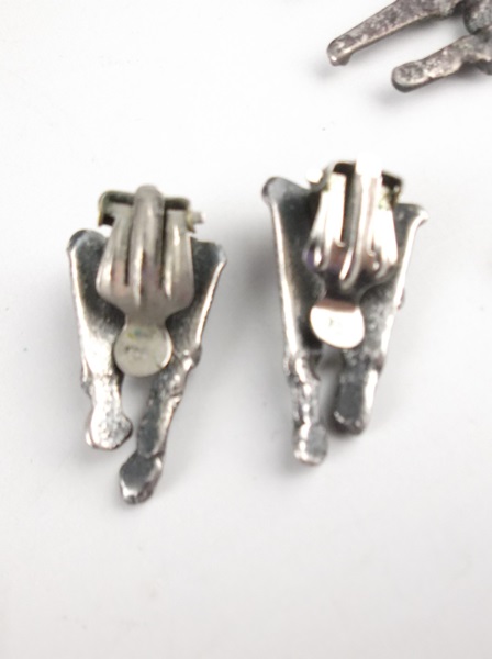 Vintage Costume Jewelry Free Form Silver Tone Set