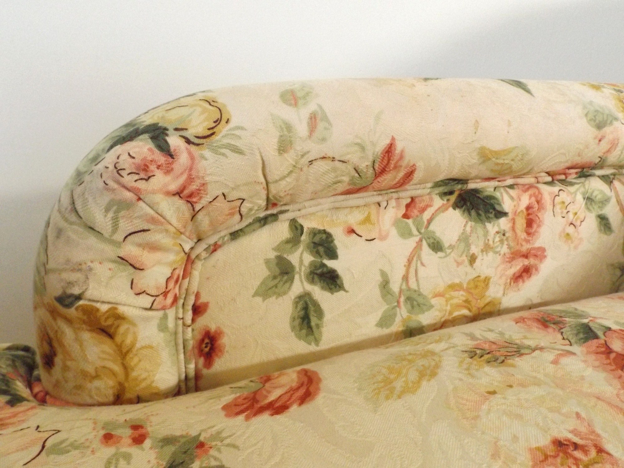 Pretty Chaise Lounge in Cabbage Rose Upholstery