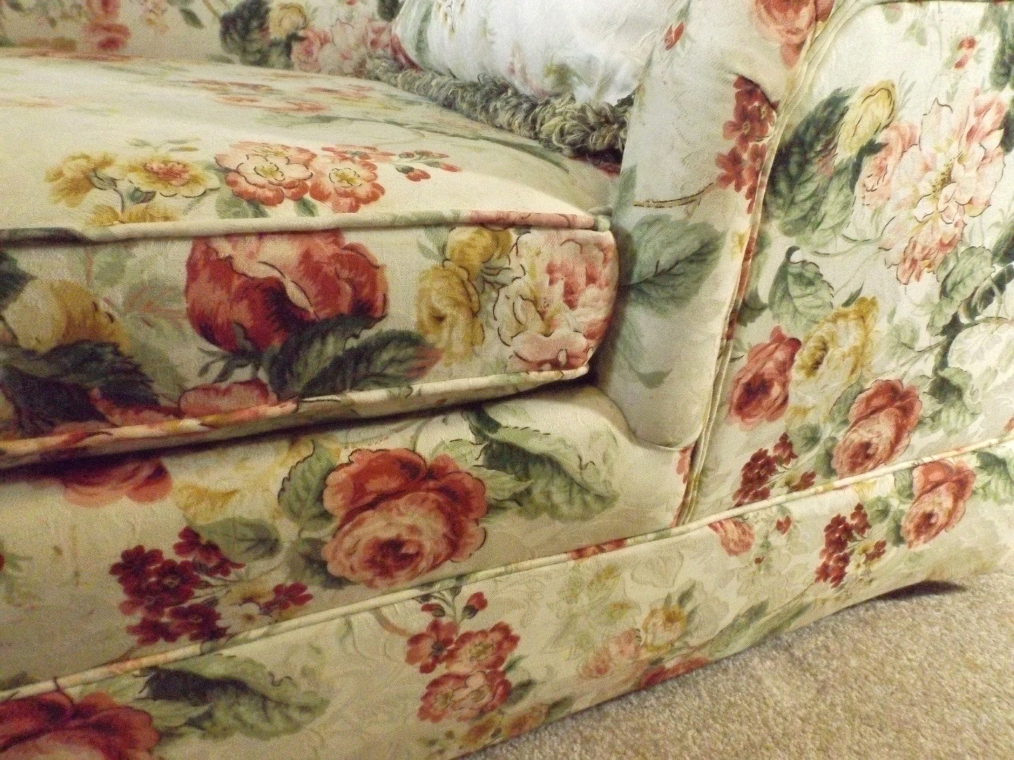 Pretty Chaise Lounge in Cabbage Rose Upholstery