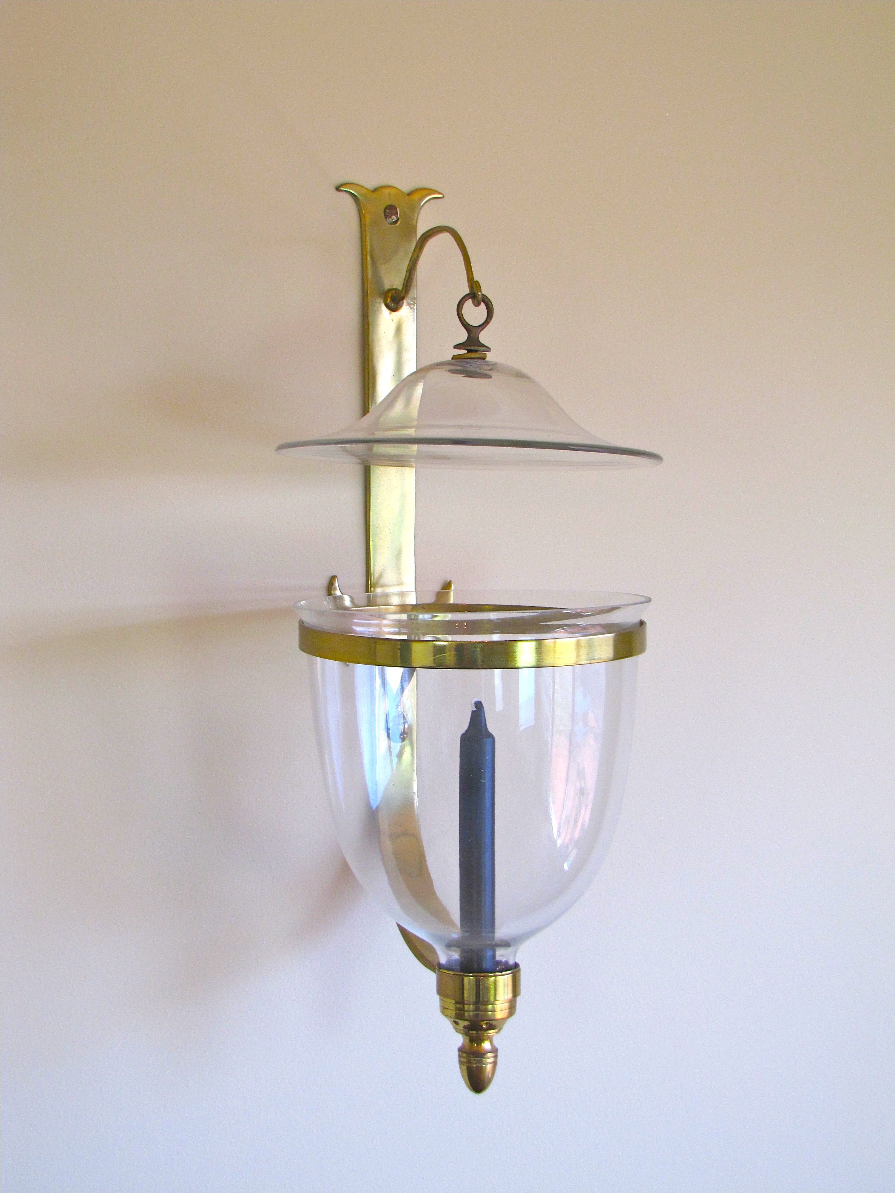 Pair of Hurricane Brass Wall Sconces