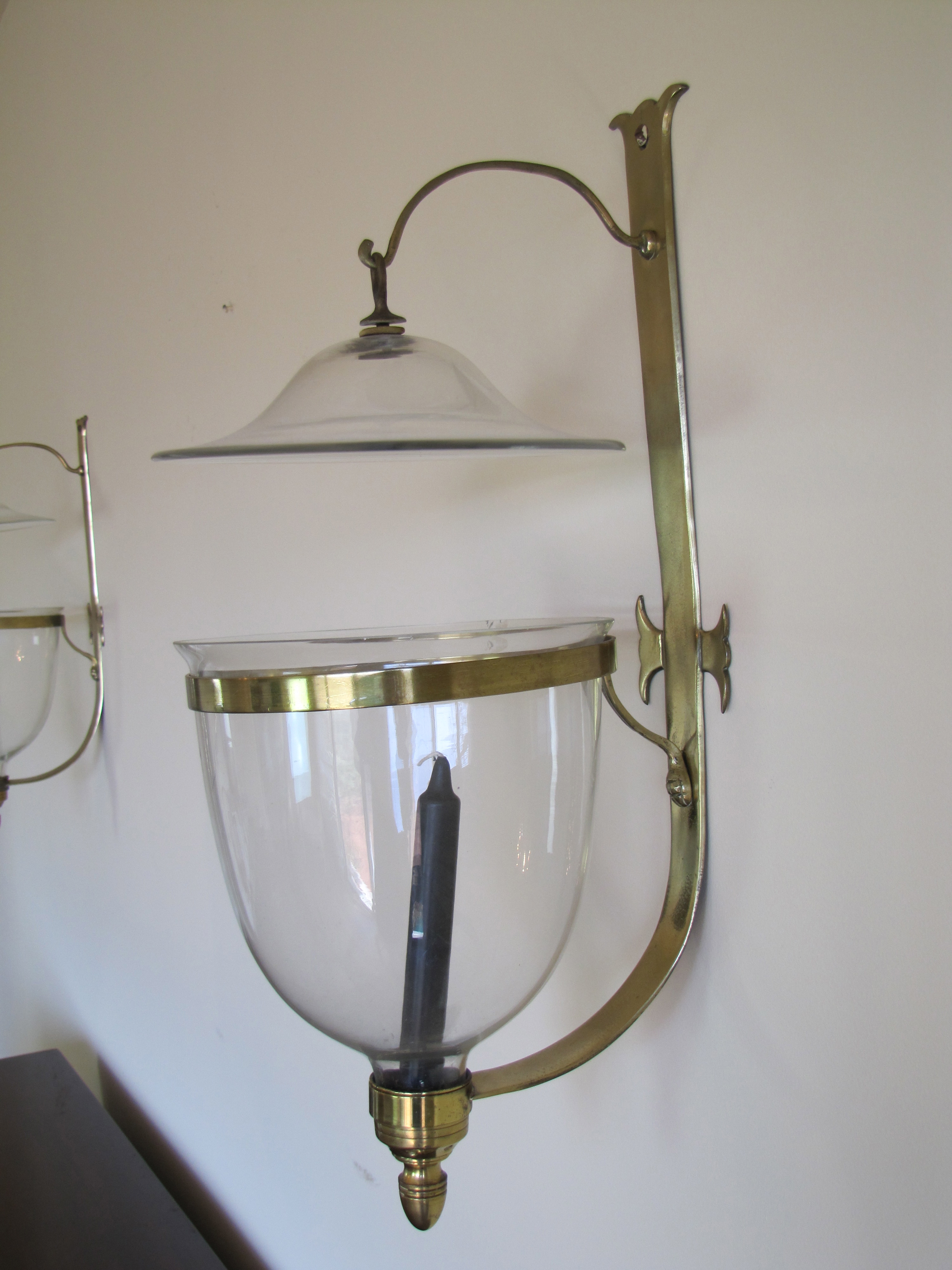 Pair of Hurricane Brass Wall Sconces