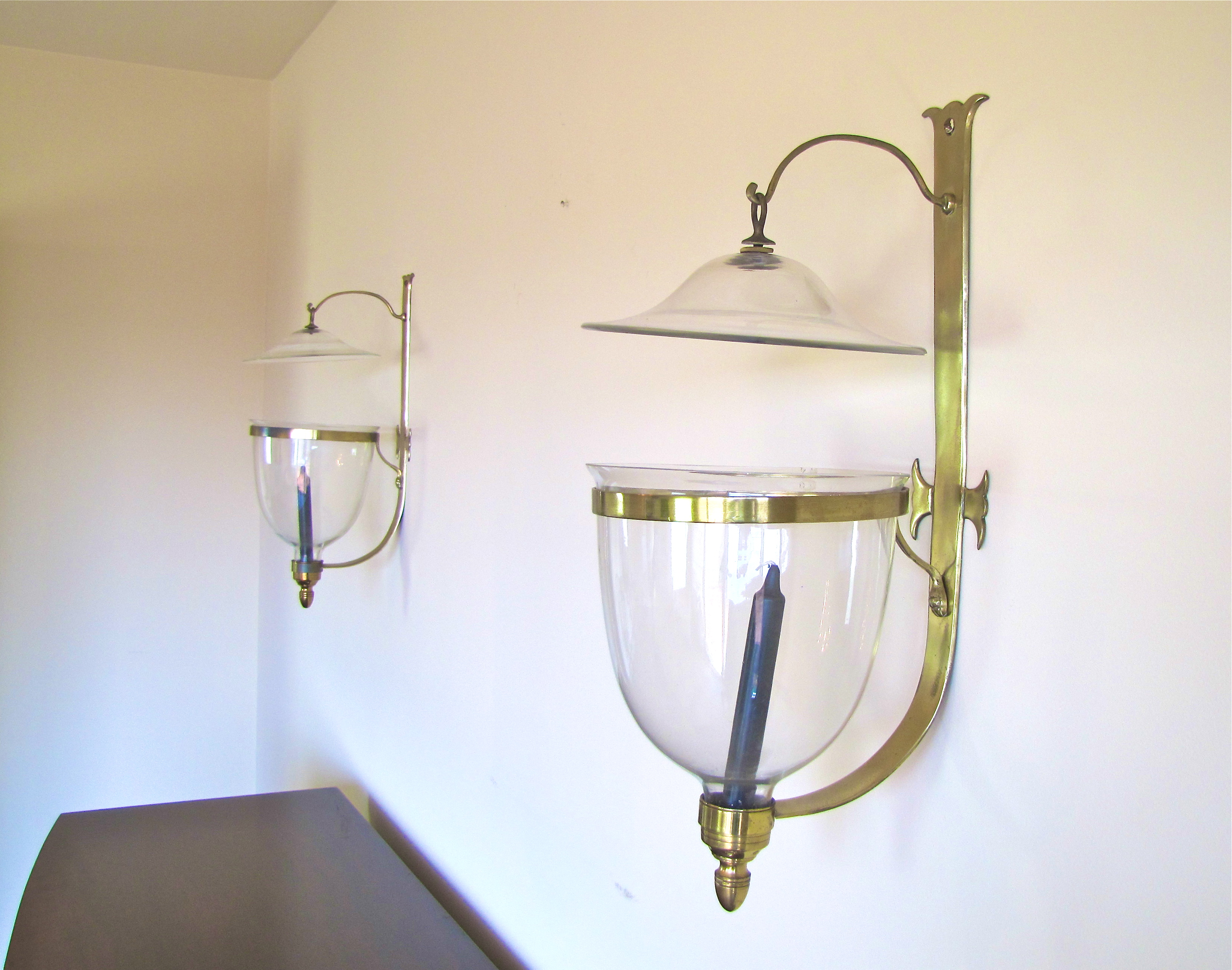 Pair of Hurricane Brass Wall Sconces